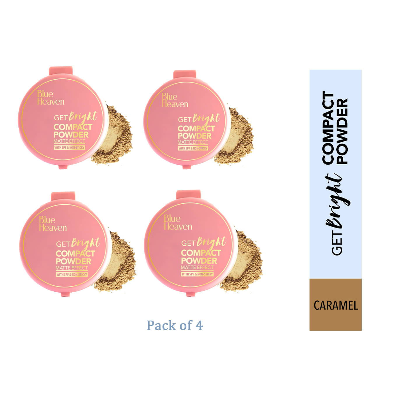     			Blue Heaven Get Bright Compact Powder,Caramel, 16g (Pack of 4)