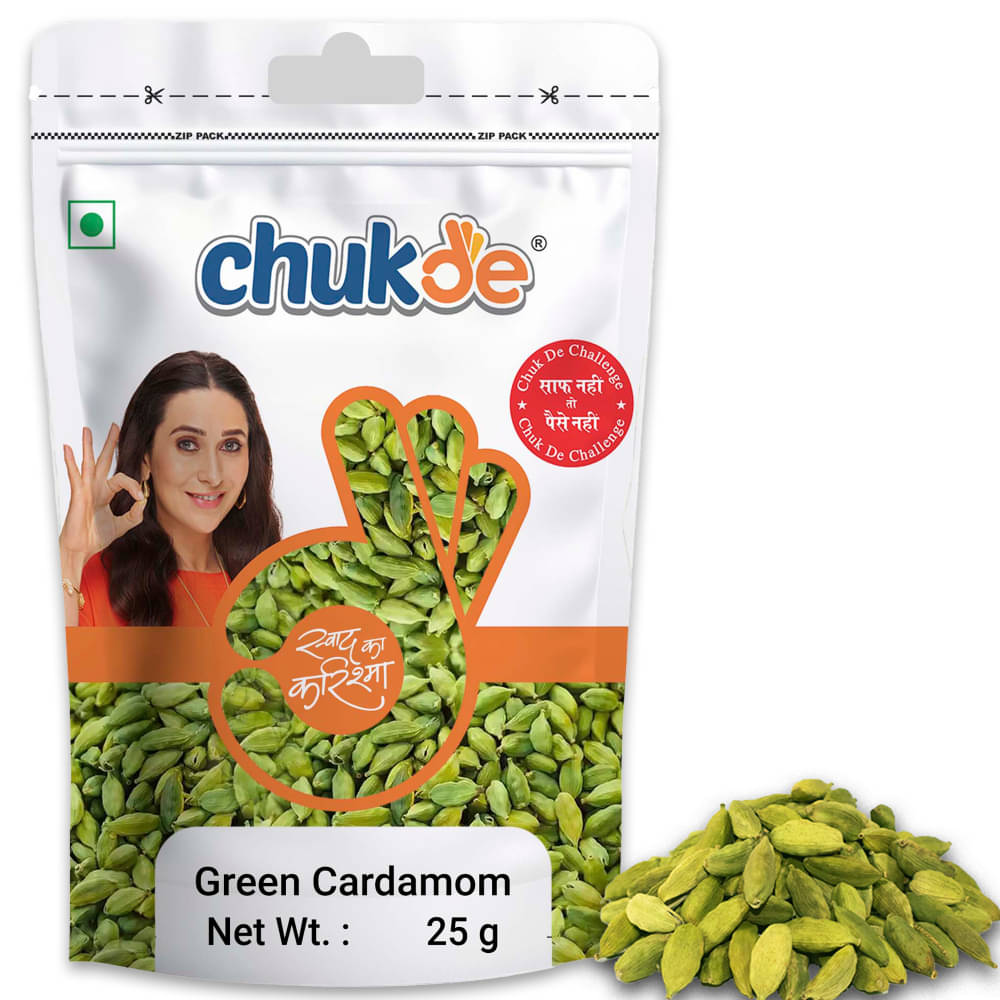 CHUKDE Green Cardamom | Hari Elaichi 25 gm Pack of 2     			CHUKDE Green Cardamom | Hari Elaichi 25 gm Pack of 2