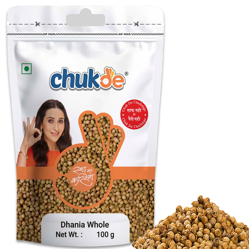     			CHUKDE Sabut Dhania | Whole Coriander Seeds 100 gm Pack of 5