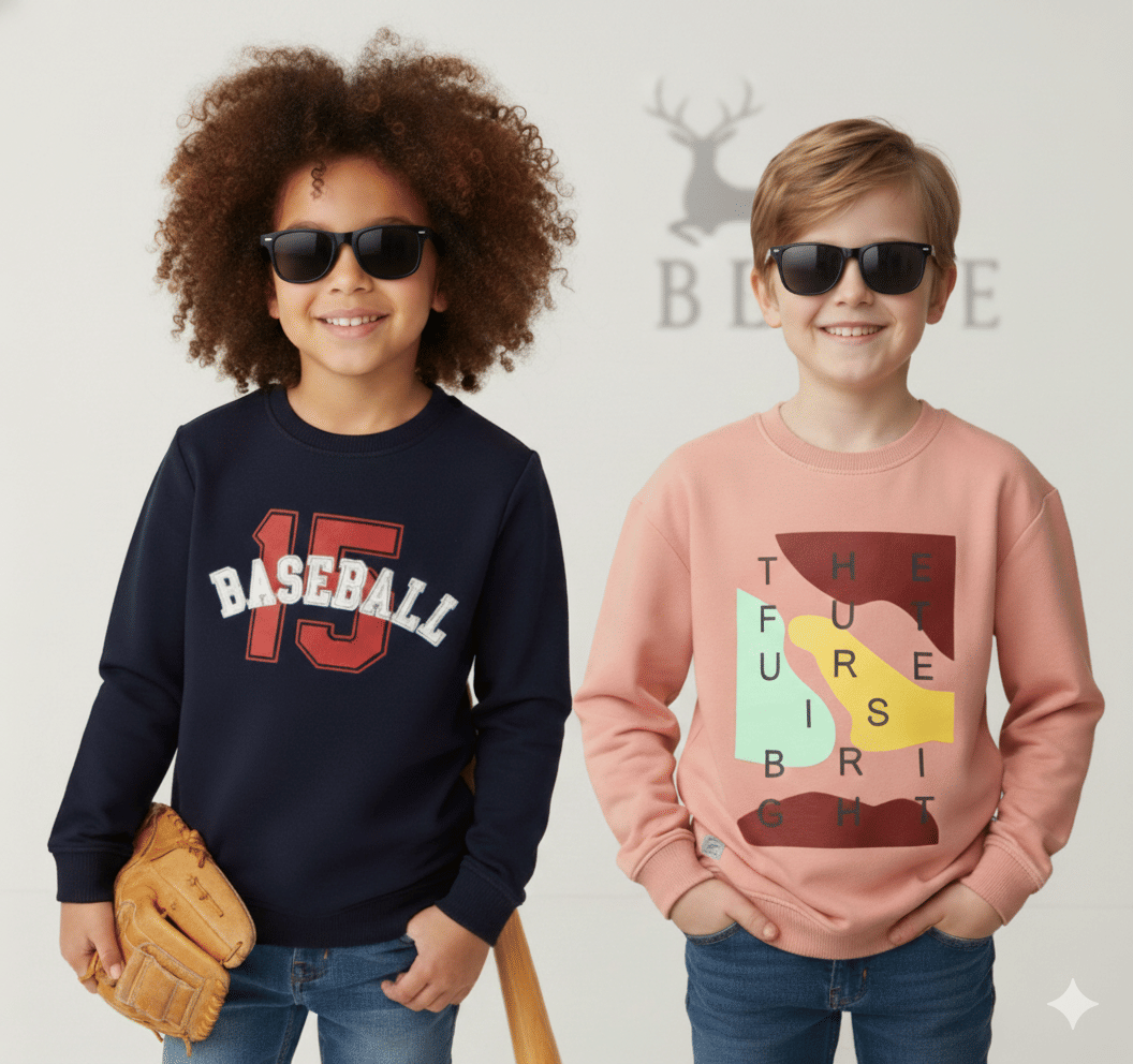     			COLOR HUNT Pack of 2 Boys Cotton Sweatshirt ( Black & Pink )