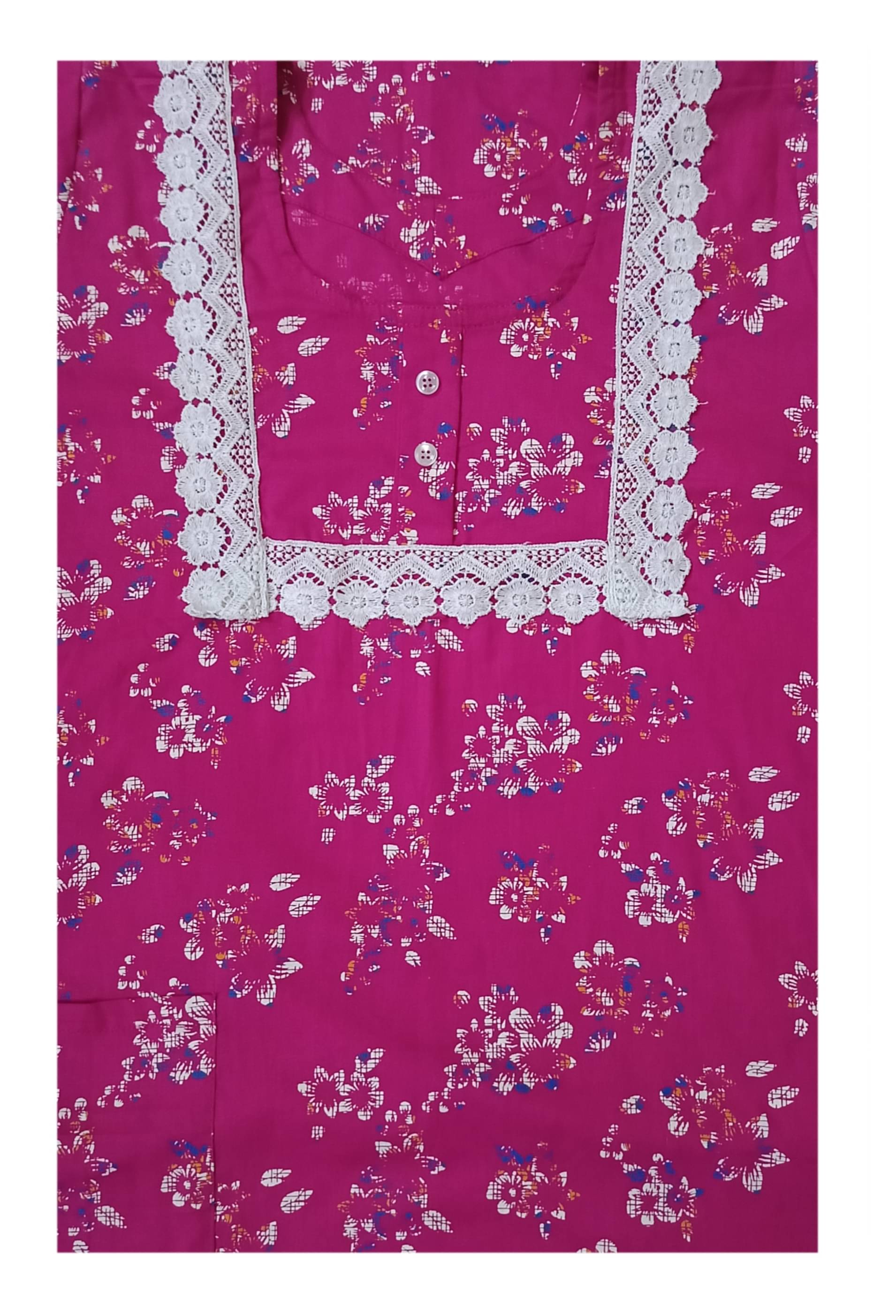     			DEVANSH TRENDS Cotton Printed Women Regular Nighty ( Pink )