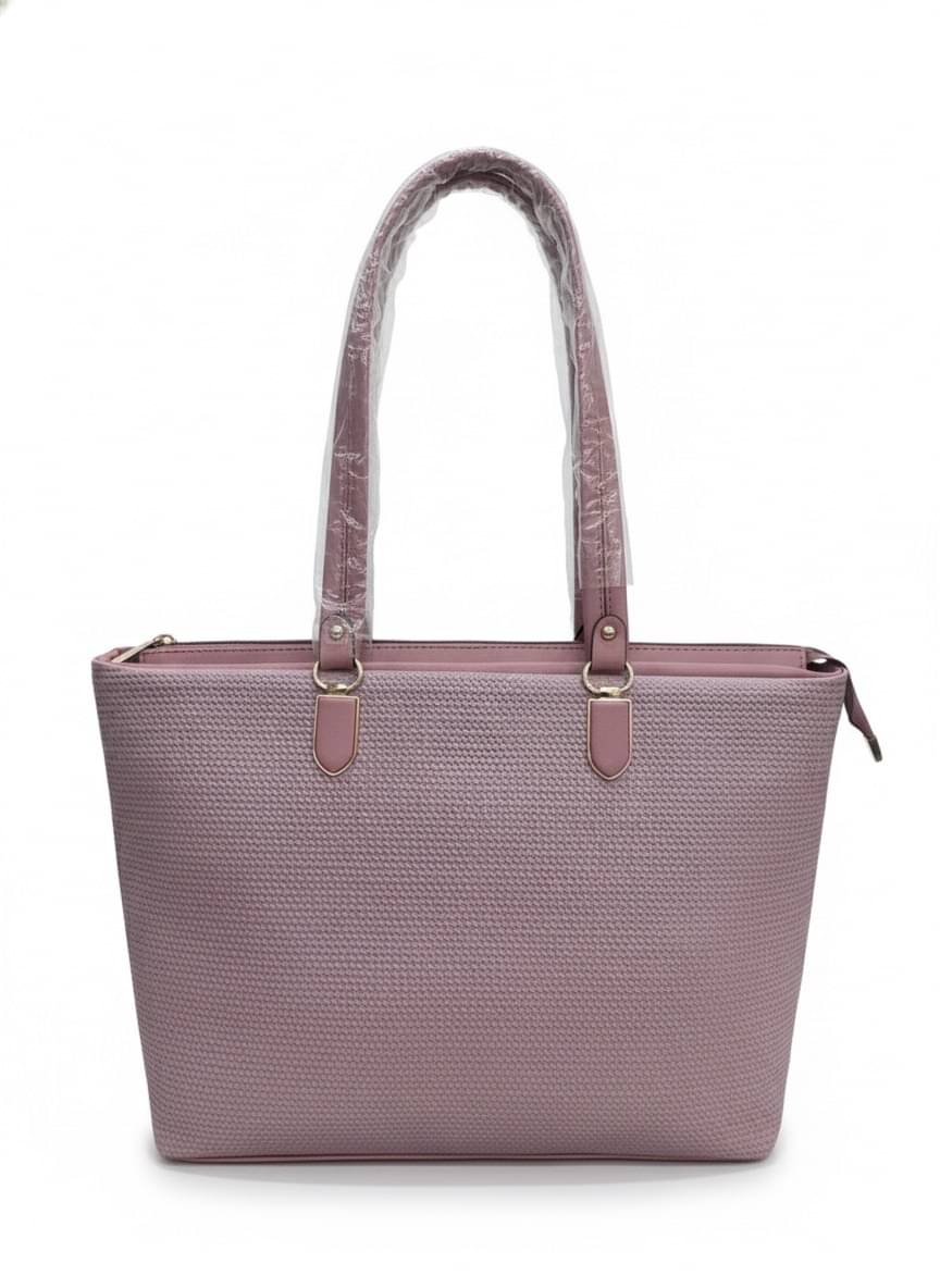     			De Elmore Tote Bag PU Set of 1 ( Mauve,Pink )