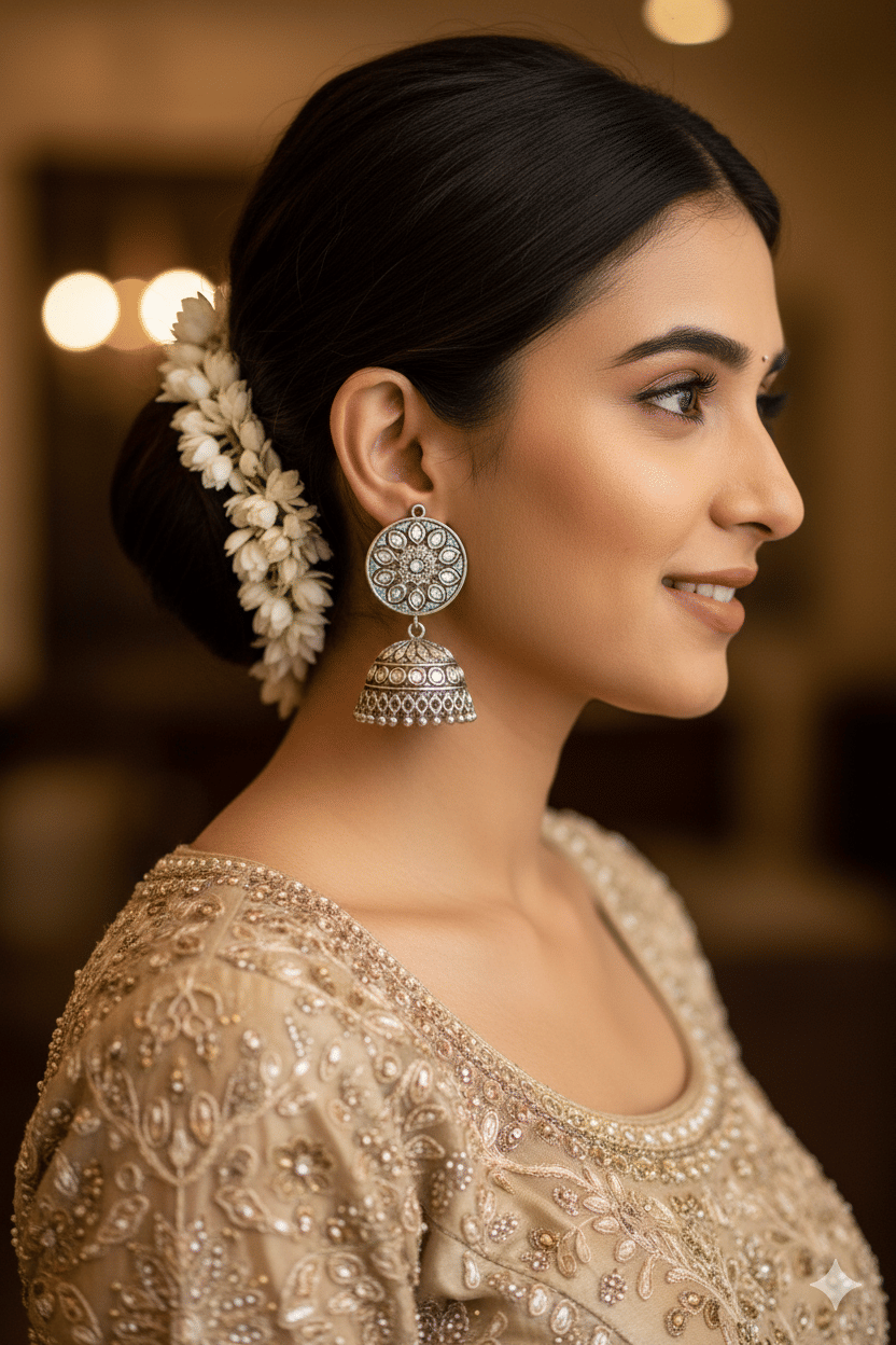     			Delhi Mini Mall Silver Jhumki Earrings ( Pack of 1 )