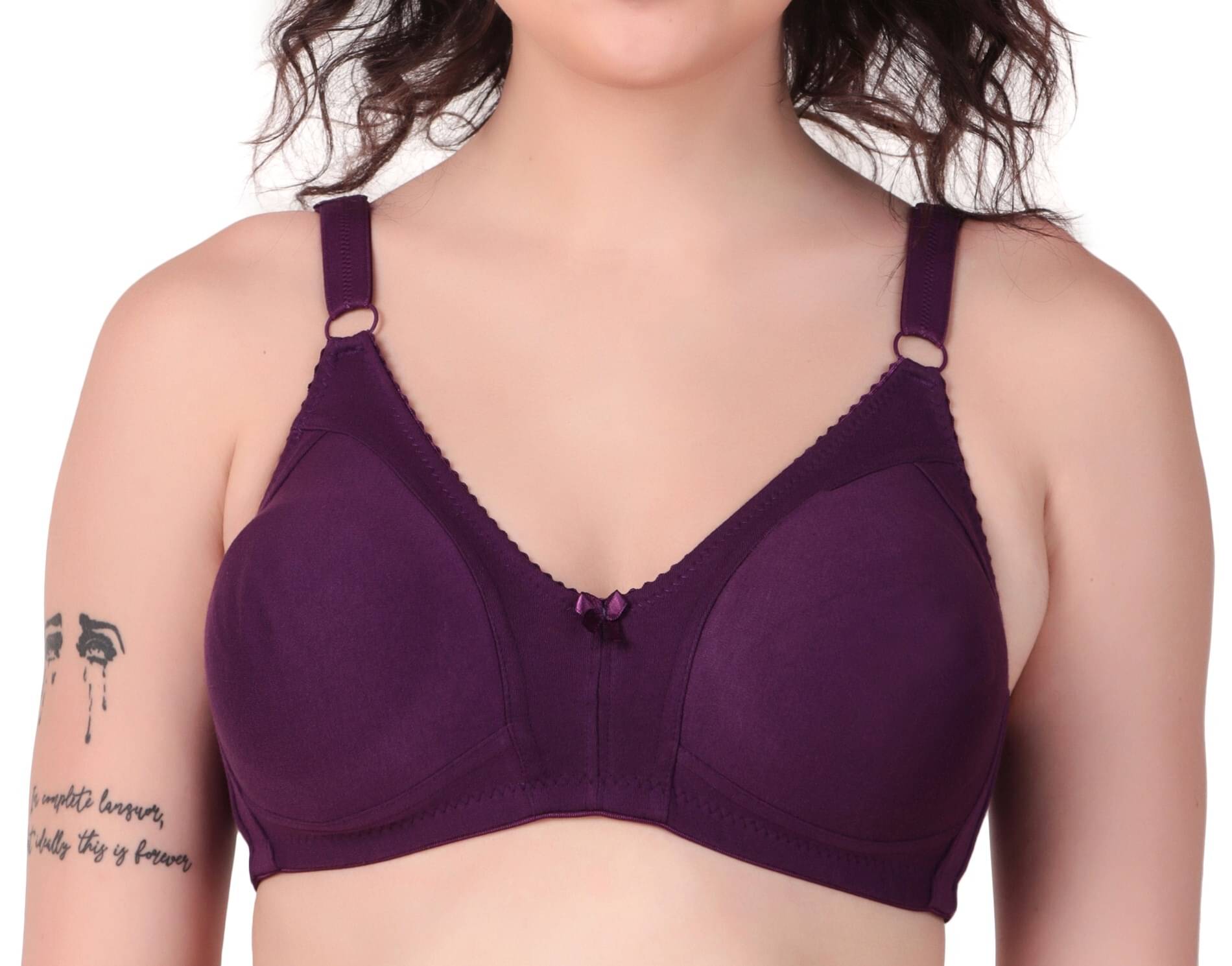 Diksha Pack of 1 Cotton Blend Non Padded T-Shirt Bra For Women ( Purple )     			Diksha Pack of 1 Cotton Blend Non Padded T-Shirt Bra For Women ( Purple )