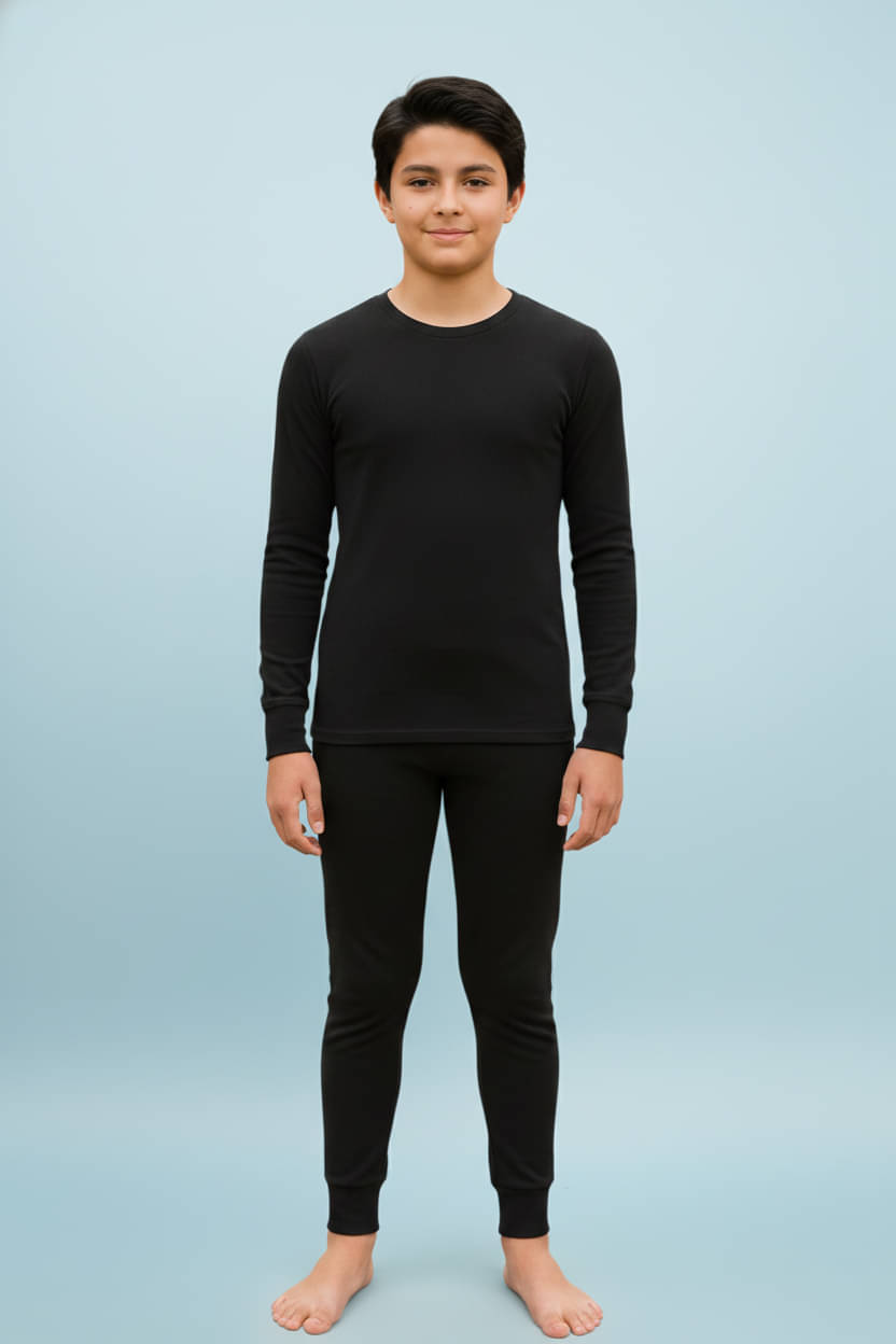     			Dollar Pack of 1 Boys Polyester Thermal Sets ( Black )