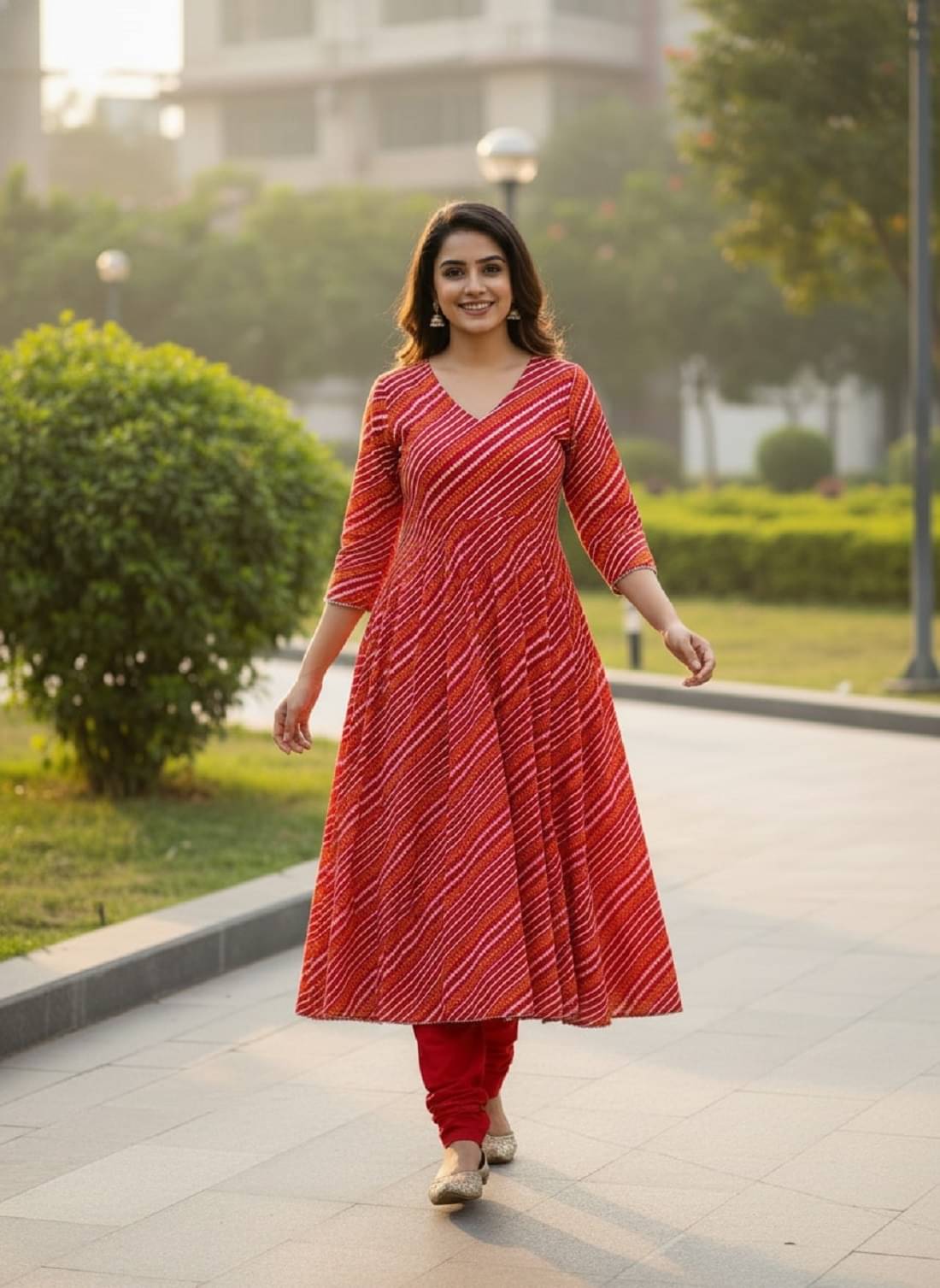 ETZIN Women Cotton Printed Anarkali Kurti With Pants ( Red )     			ETZIN Women Cotton Printed Anarkali Kurti With Pants ( Red )