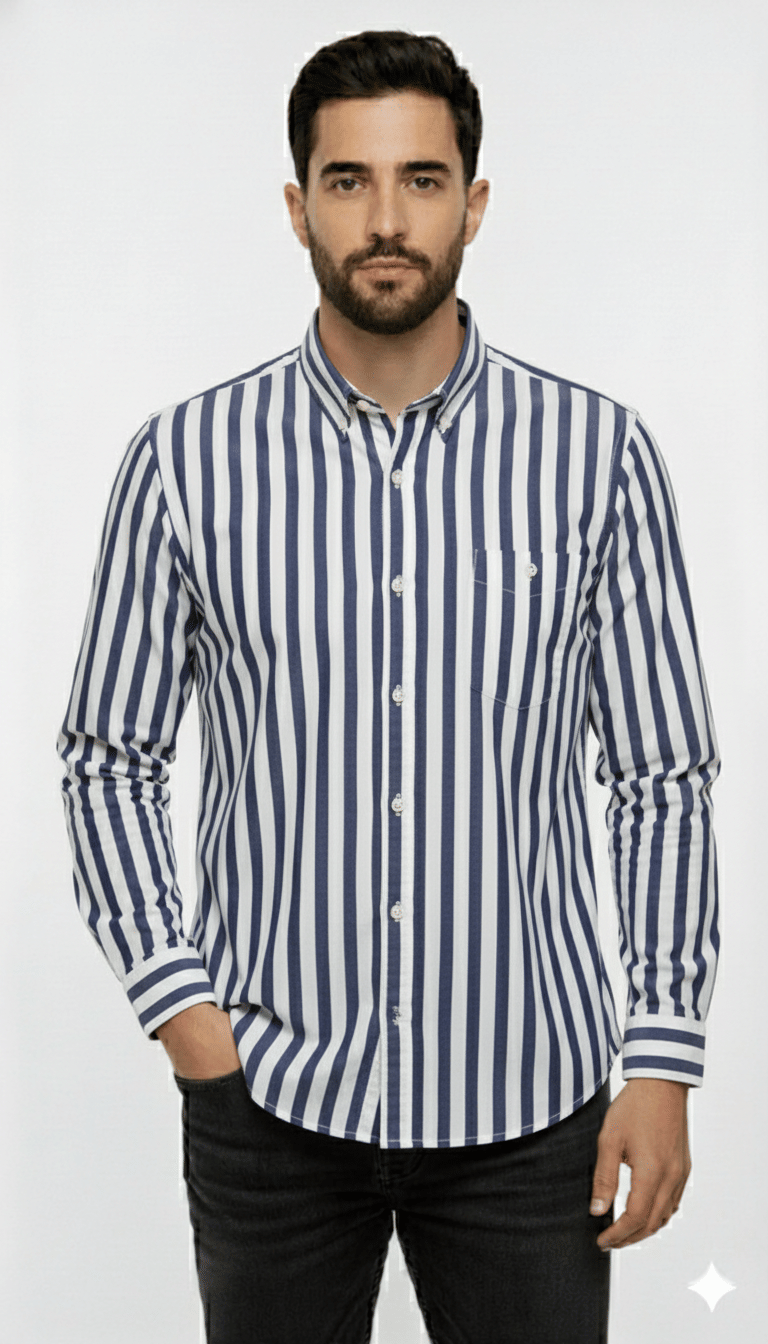 FABRIZER 100% Cotton Regular Fit Striped Full Sleeves Men's Casual Shirt - Blue ( Pack of 1 ) FABRIZER 100% Cotton Regular Fit Striped Full Sleeves Men's Casual Shirt - Blue ( Pack of 1 )