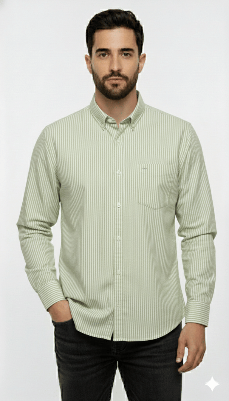 FABRIZER 100% Cotton Regular Fit Striped Full Sleeves Men's Casual Shirt - Light Green ( Pack of 1 )     			FABRIZER 100% Cotton Regular Fit Striped Full Sleeves Men's Casual Shirt - Light Green ( Pack of 1 )