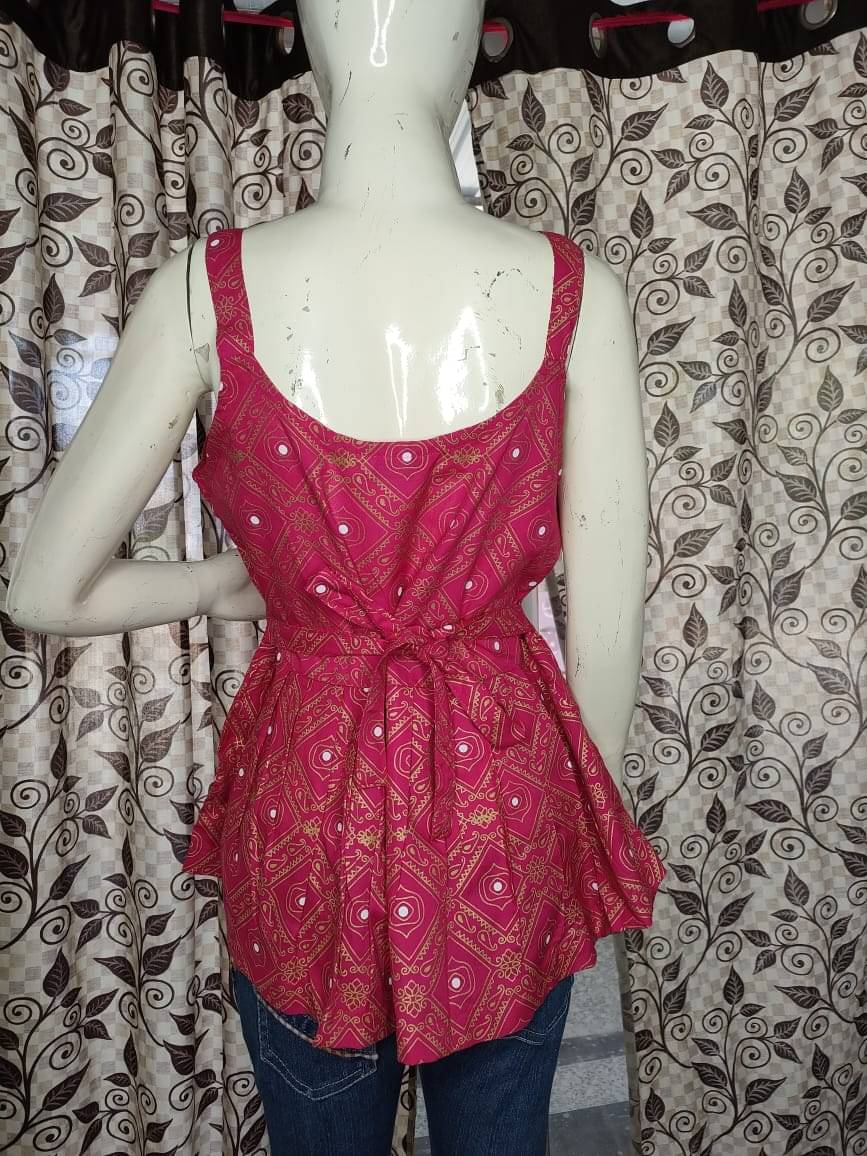 Fargin Women's Rayon Cape Top ( Pink )     			Fargin Women's Rayon Cape Top ( Pink )