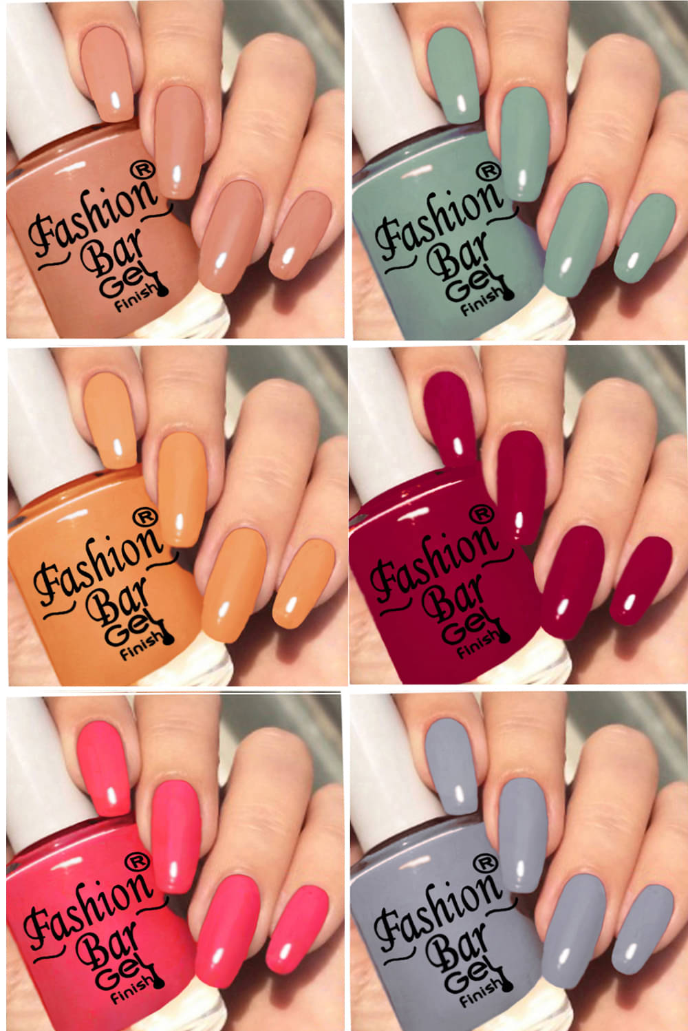     			Fashion Bar Multi Nail Polish 36 ( Pack of 6 )