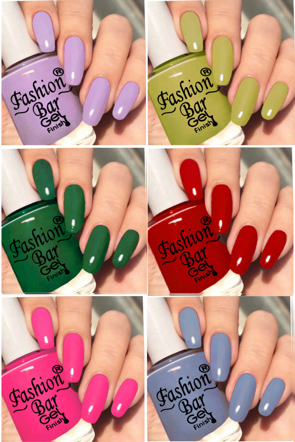     			Fashion Bar Multi Nail Polish 36 ( Pack of 6 )