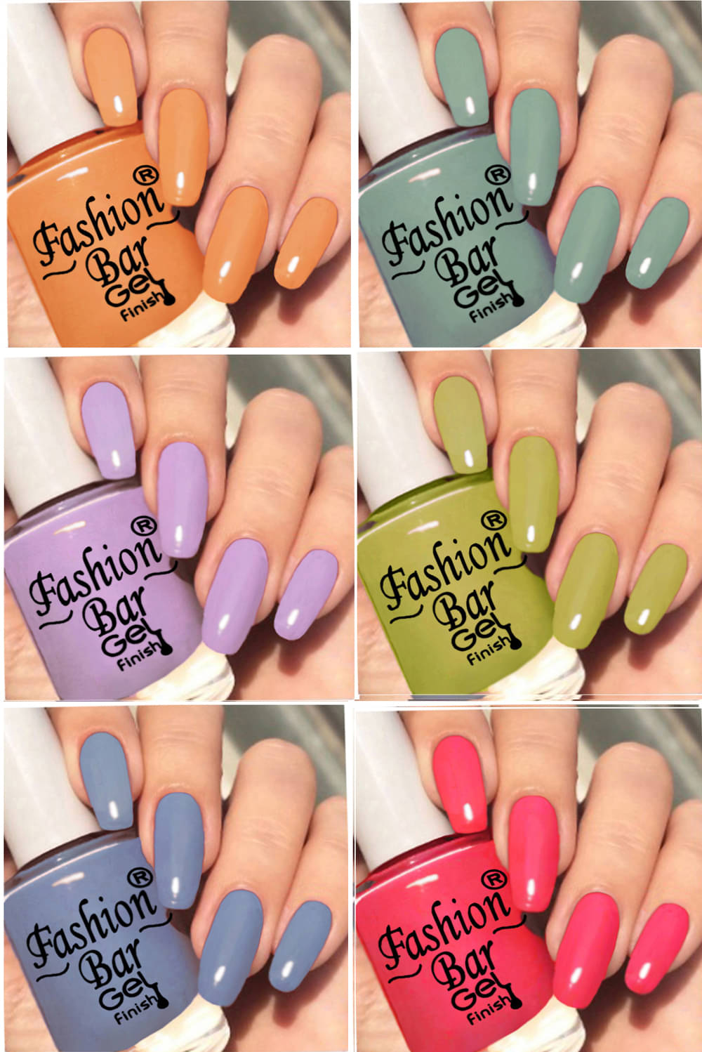     			Fashion Bar Multi Nail Polish 36 ( Pack of 6 )