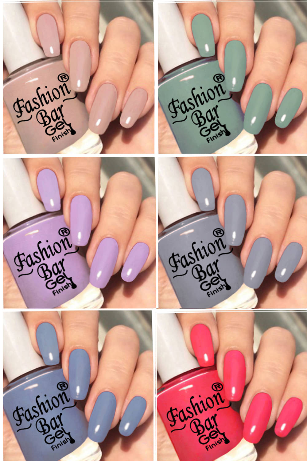     			Fashion Bar Multi Nail Polish 36 ( Pack of 6 )