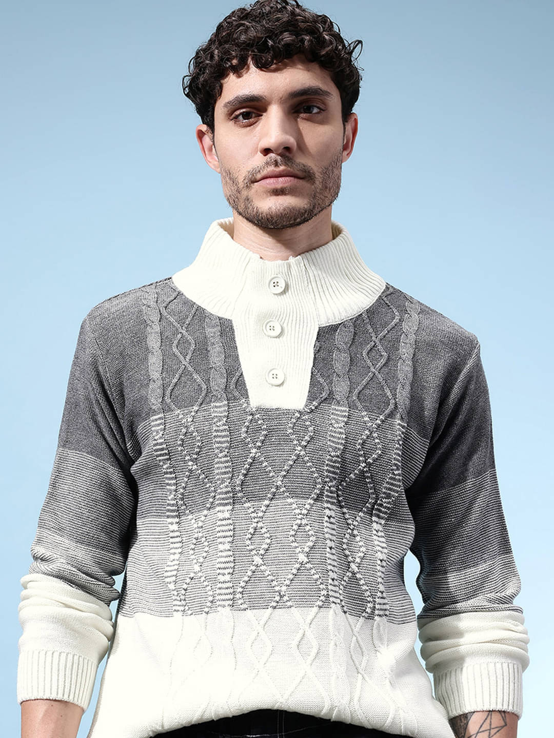 KASMA Acrylic High Neck Men's Full Sleeves Cardigan Sweater - Grey ( Pack of 1 )     			KASMA Acrylic High Neck Men's Full Sleeves Cardigan Sweater - Grey ( Pack of 1 )