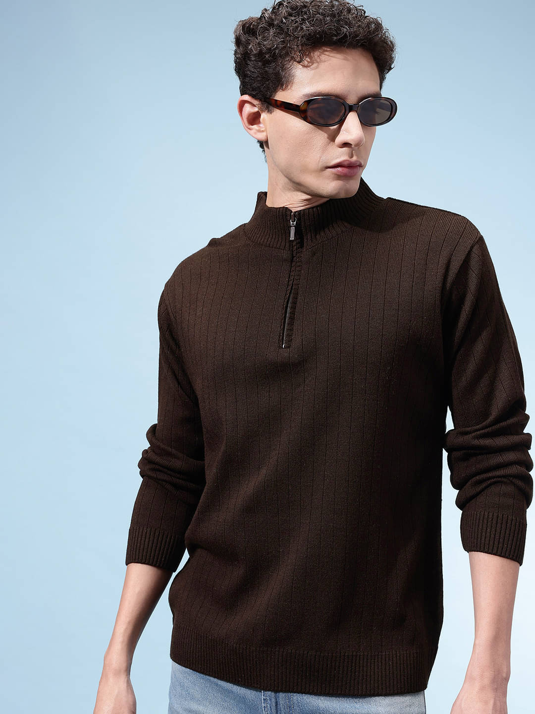     			KASMA Acrylic High Neck Men's Full Sleeves Pullover Sweater - Brown ( Pack of 1 )