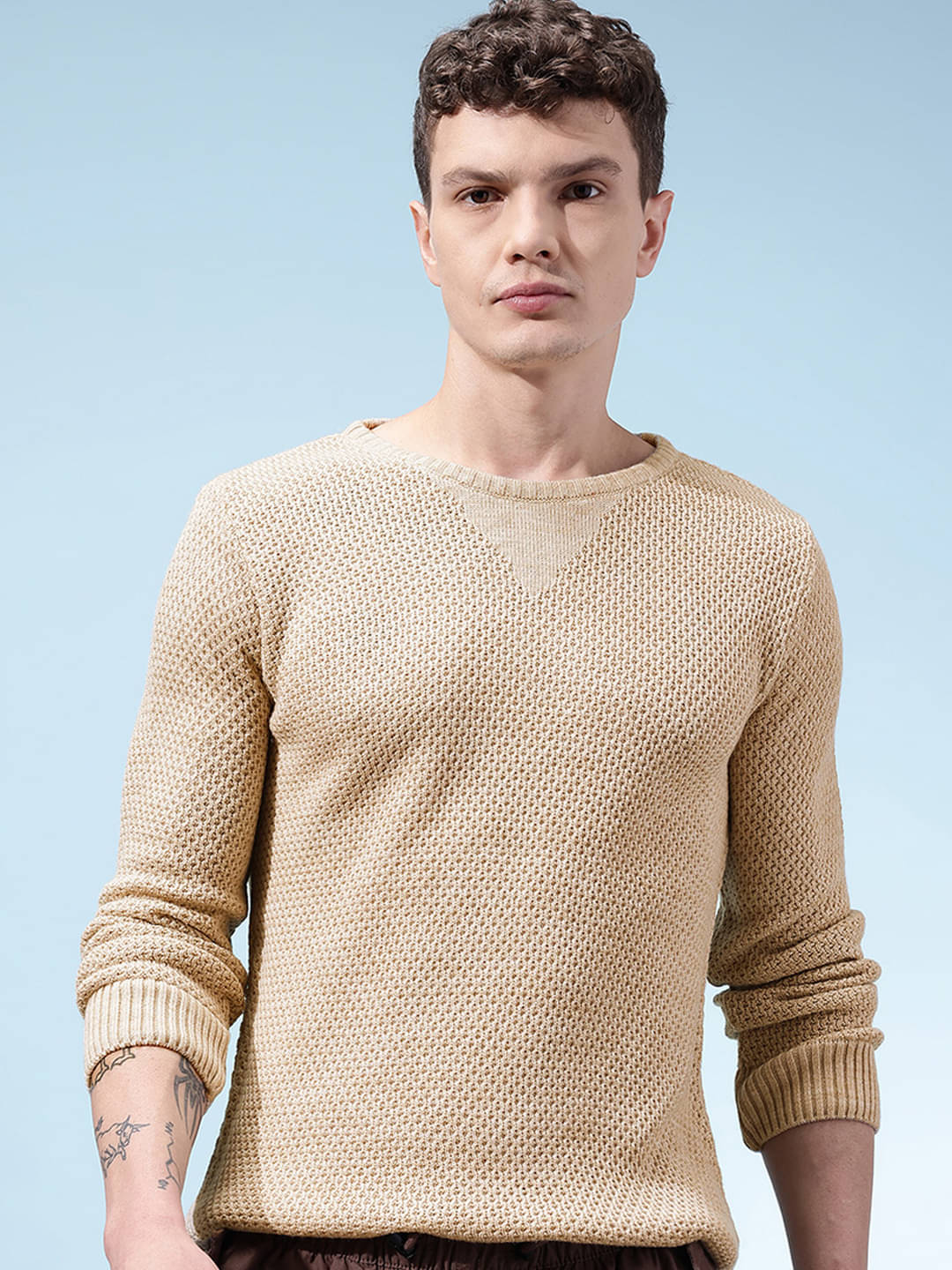 KASMA Acrylic Round Neck Men's Full Sleeves Pullover Sweater - Beige ( Pack of 1 )     			KASMA Acrylic Round Neck Men's Full Sleeves Pullover Sweater - Beige ( Pack of 1 )