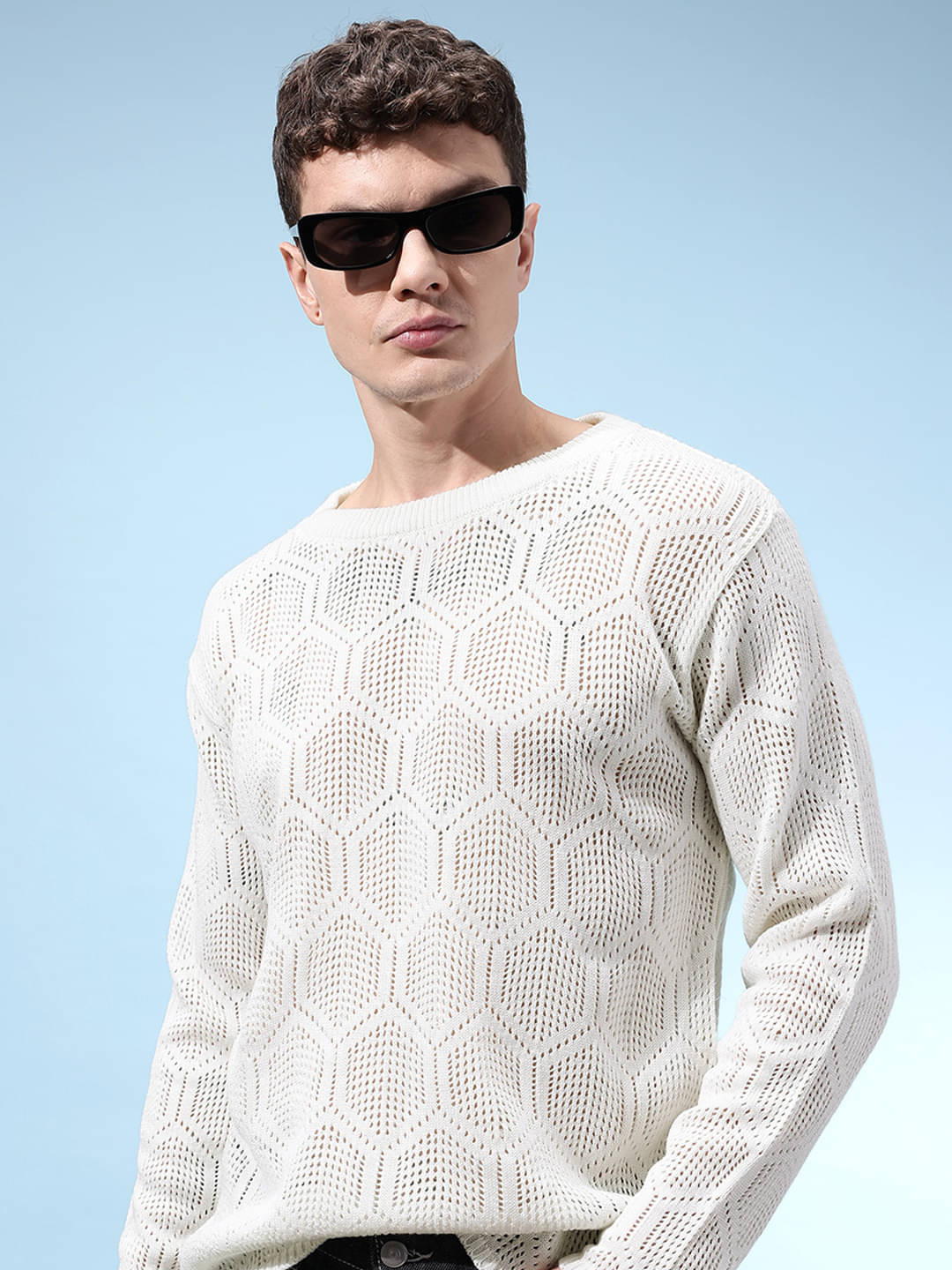KASMA Acrylic Round Neck Men's Full Sleeves Pullover Sweater - White ( Pack of 1 )     			KASMA Acrylic Round Neck Men's Full Sleeves Pullover Sweater - White ( Pack of 1 )