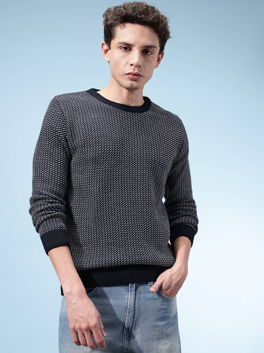 KASMA Acrylic Round Neck Men's Full Sleeves Pullover Sweater - Navy ( Pack of 1 )     			KASMA Acrylic Round Neck Men's Full Sleeves Pullover Sweater - Navy ( Pack of 1 )