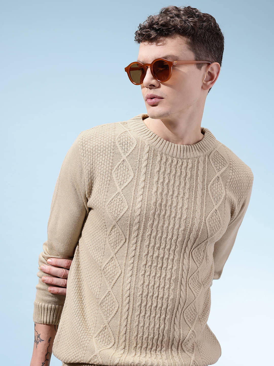 KASMA Acrylic Round Neck Men's Full Sleeves Pullover Sweater - Beige ( Pack of 1 )     			KASMA Acrylic Round Neck Men's Full Sleeves Pullover Sweater - Beige ( Pack of 1 )