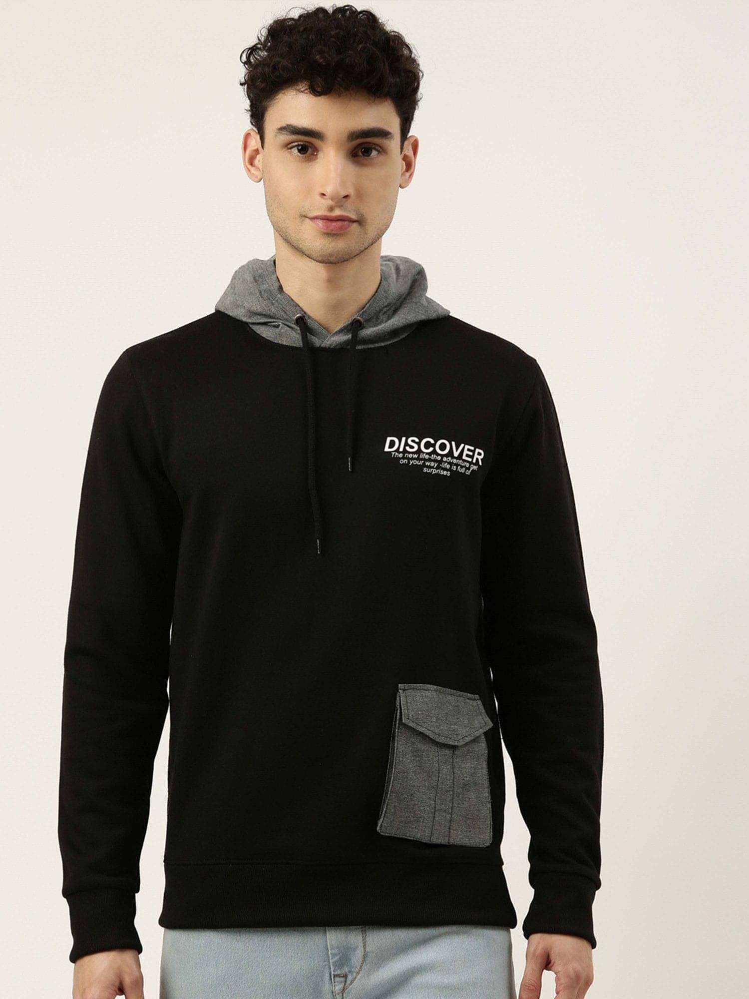     			Maniac Cotton Blend Hooded Men's Sweatshirt - Black ( Pack of 1 )