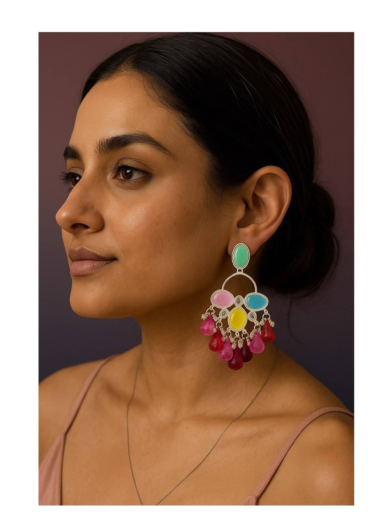     			O'MINE Multi Color Jhumki Earrings ( Pack of 1 )