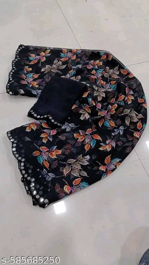 PARVANYA FASHION HUB Georgette Printed Bandhani Sarees With Unstitched Blouse Piece ( Black ) PARVANYA FASHION HUB Georgette Printed Bandhani Sarees With Unstitched Blouse Piece ( Black )