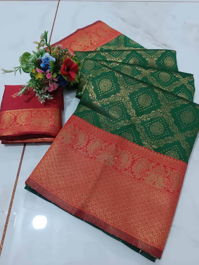 PARVANYA FASHION HUB Georgette Printed Bandhani Sarees With Unstitched Blouse Piece ( Green )     			PARVANYA FASHION HUB Georgette Printed Bandhani Sarees With Unstitched Blouse Piece ( Green )