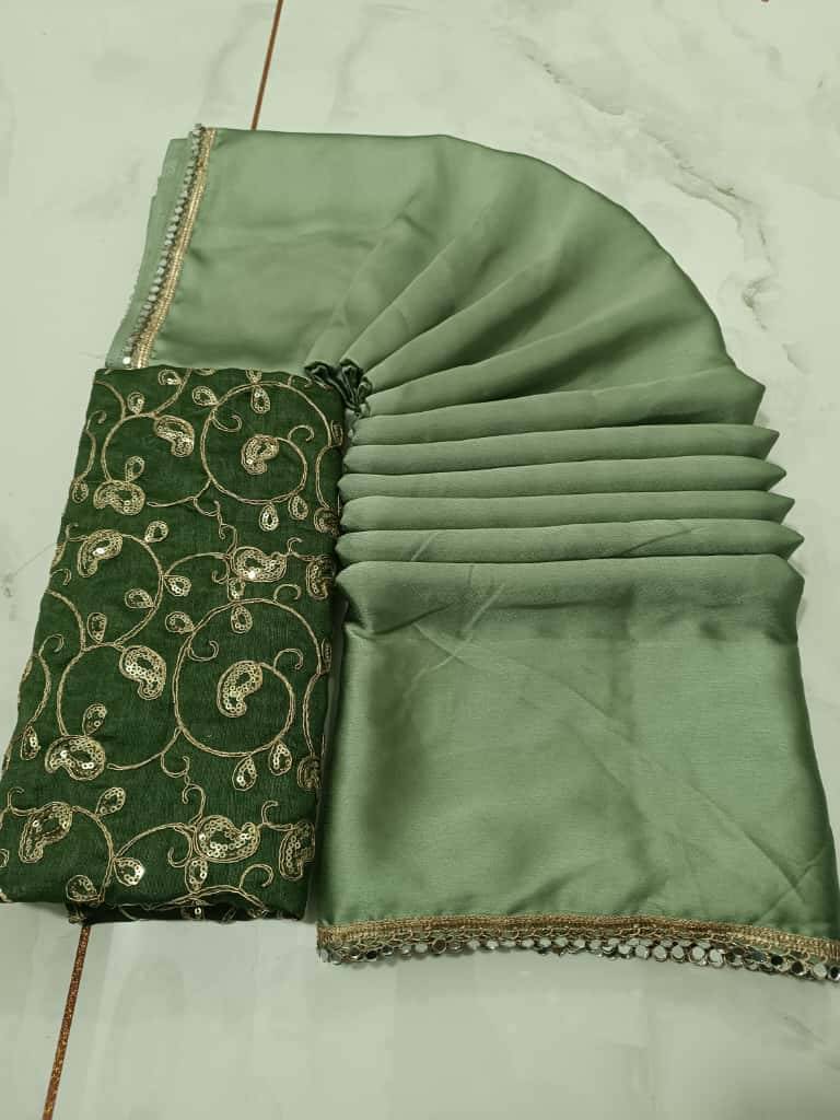 PARVANYA FASHION HUB Satin Embroidered Bandhani Sarees With Unstitched Blouse Piece ( Green )     			PARVANYA FASHION HUB Satin Embroidered Bandhani Sarees With Unstitched Blouse Piece ( Green )
