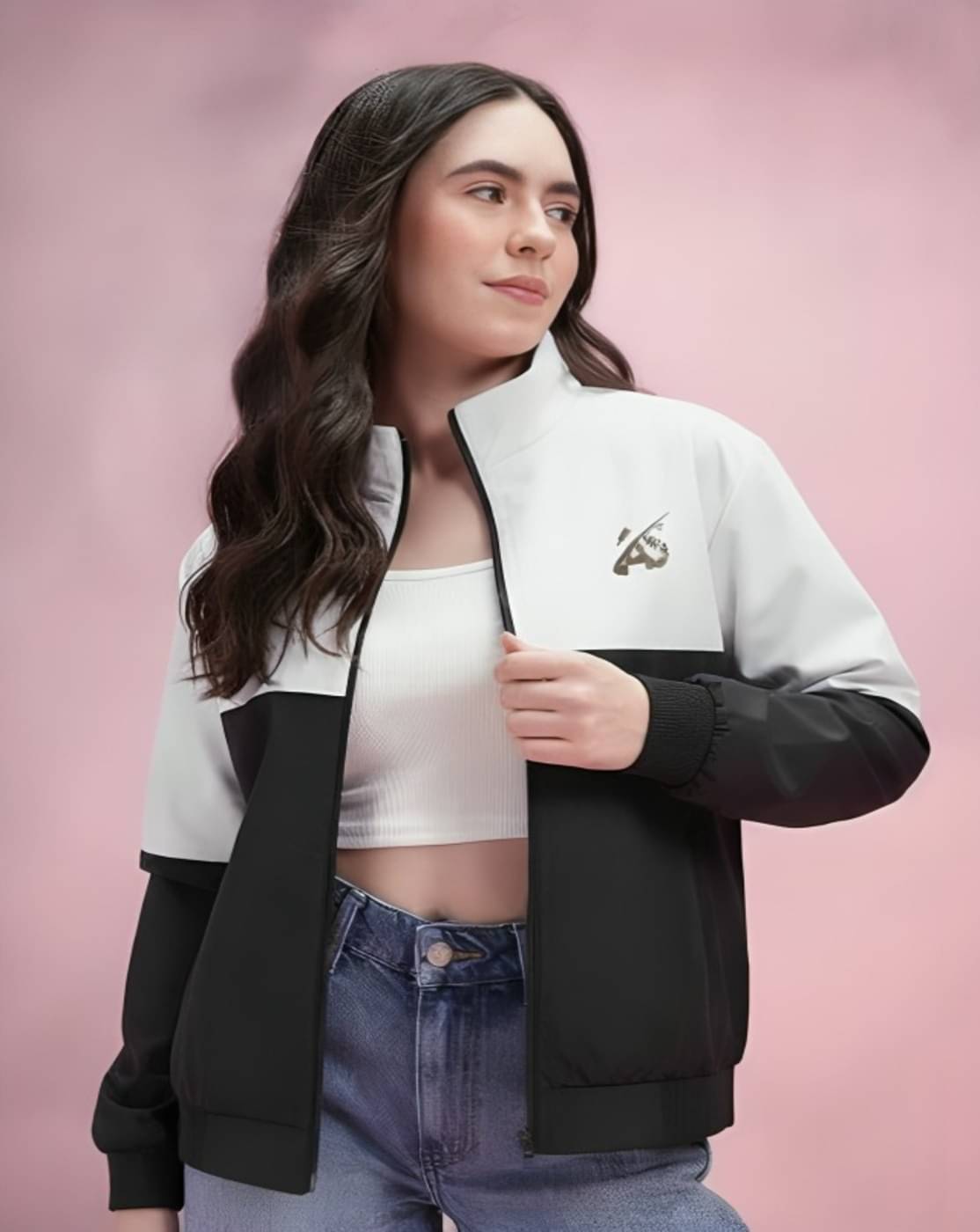 PLUS PARADISE Women High Neck Bomber Jacket ( Multi Color )     			PLUS PARADISE Women High Neck Bomber Jacket ( Multi Color )