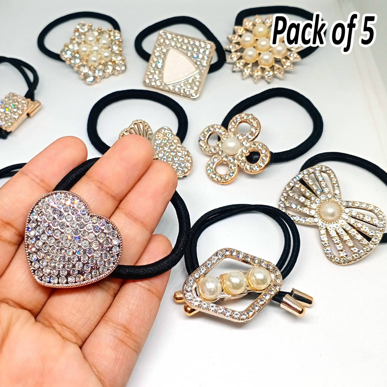     			Picksy Black Women's Rubber Band ( Pack of 4 )