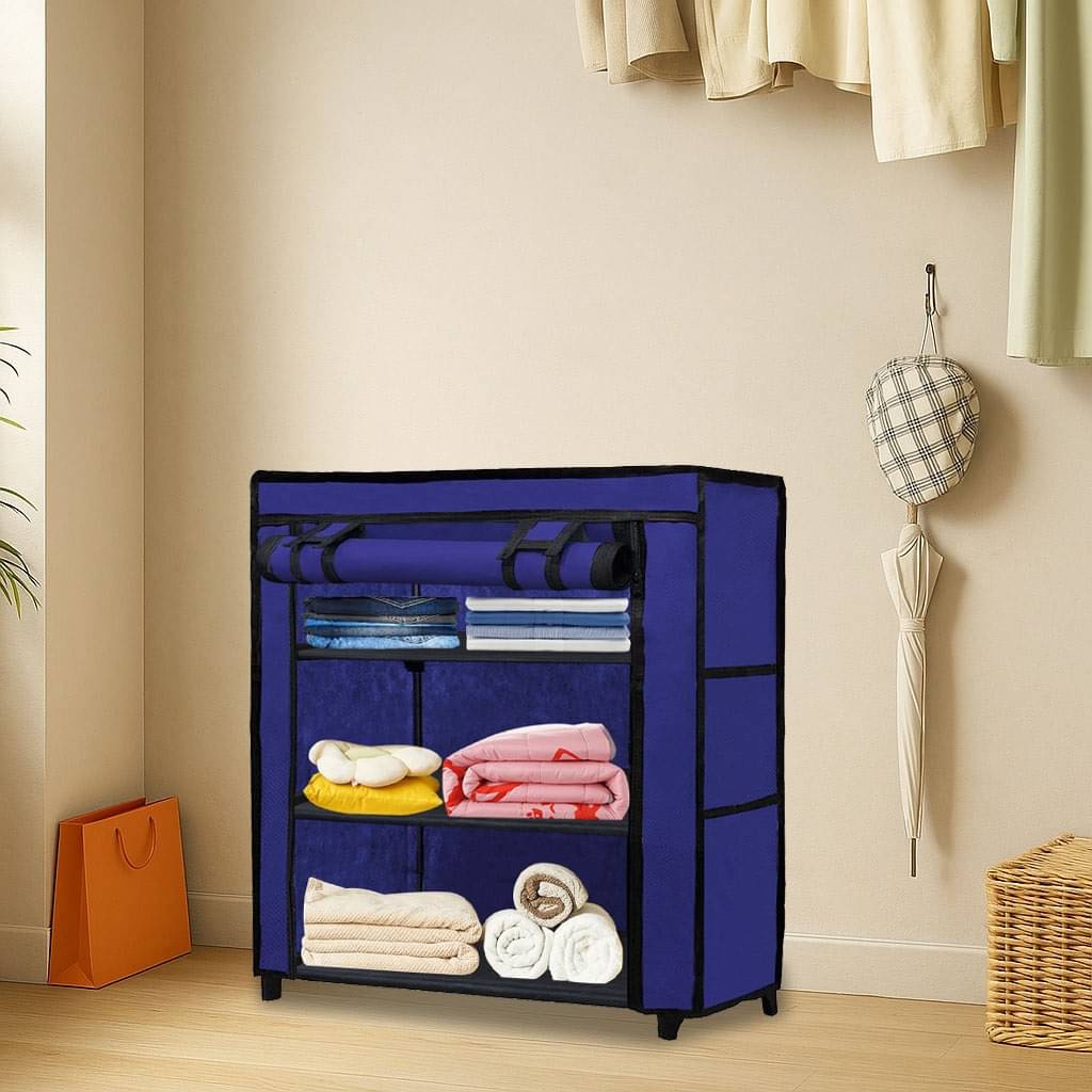     			Premium Steel Frame Wardrobe with Elegant Fabric Cover
