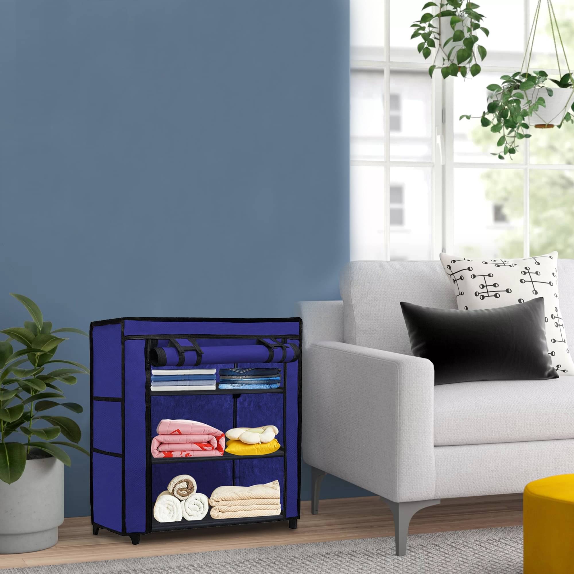     			Premium Steel Frame Wardrobe with Elegant Fabric Cover