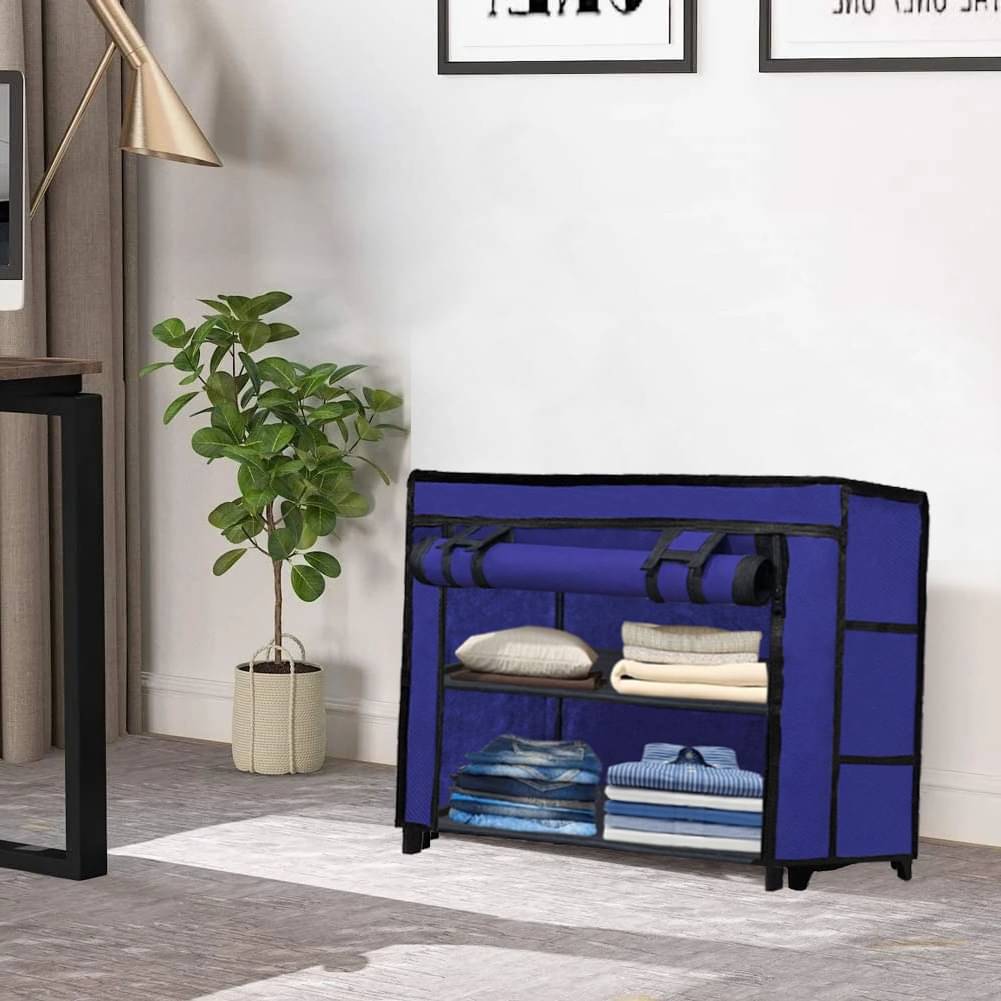     			Premium Steel Frame Wardrobe with Elegant Fabric Cover