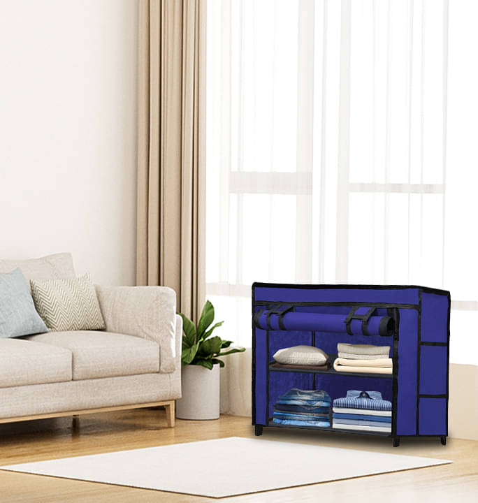     			Premium Steel Frame Wardrobe with Elegant Fabric Cover