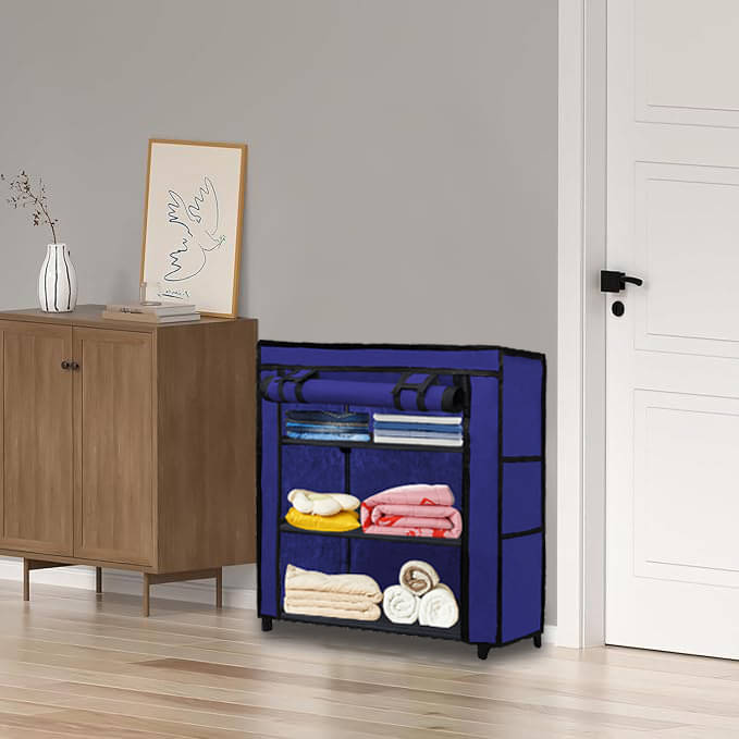     			Premium Steel Frame Wardrobe with Elegant Fabric Cover