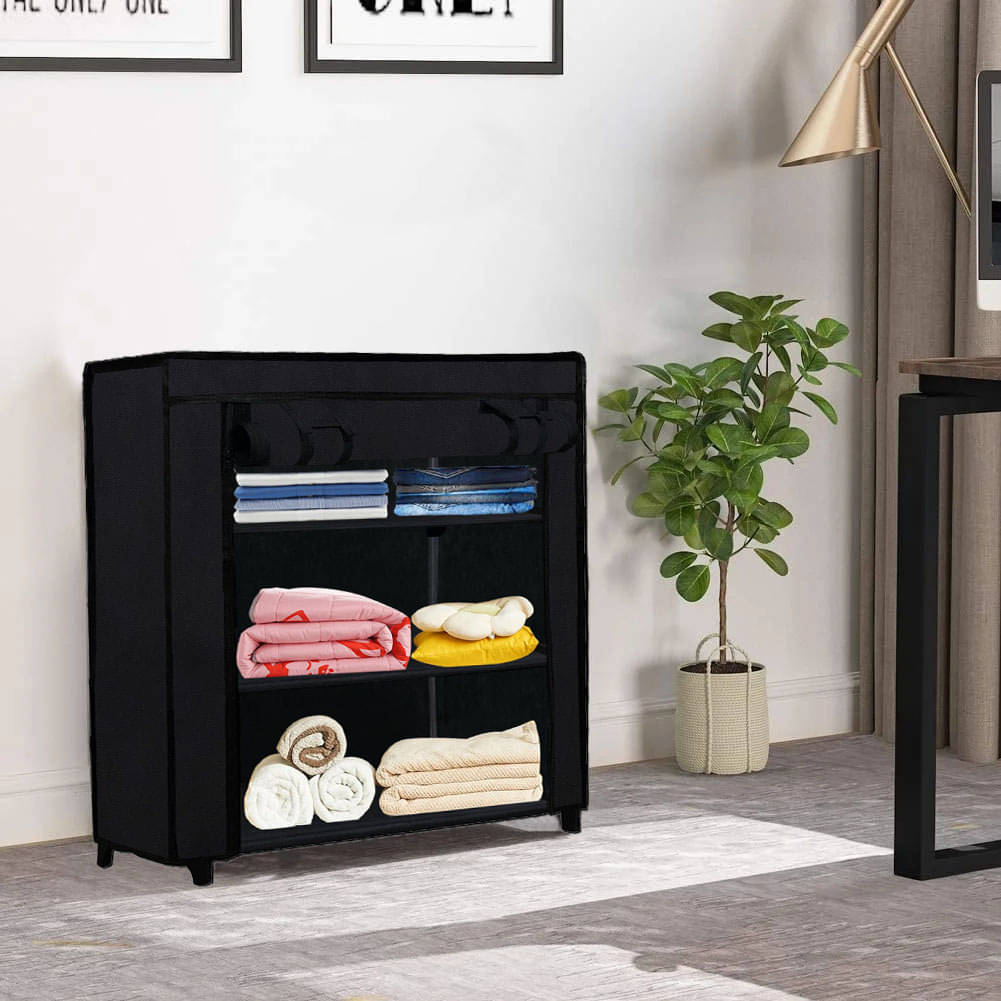     			Premium Steel Frame Wardrobe with Elegant Fabric Cover