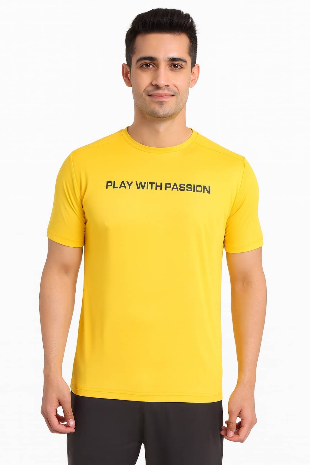 RF RAVES Men Polyester Regular Fit Printed T-Shirt ( Yellow )     			RF RAVES Men Polyester Regular Fit Printed T-Shirt ( Yellow )