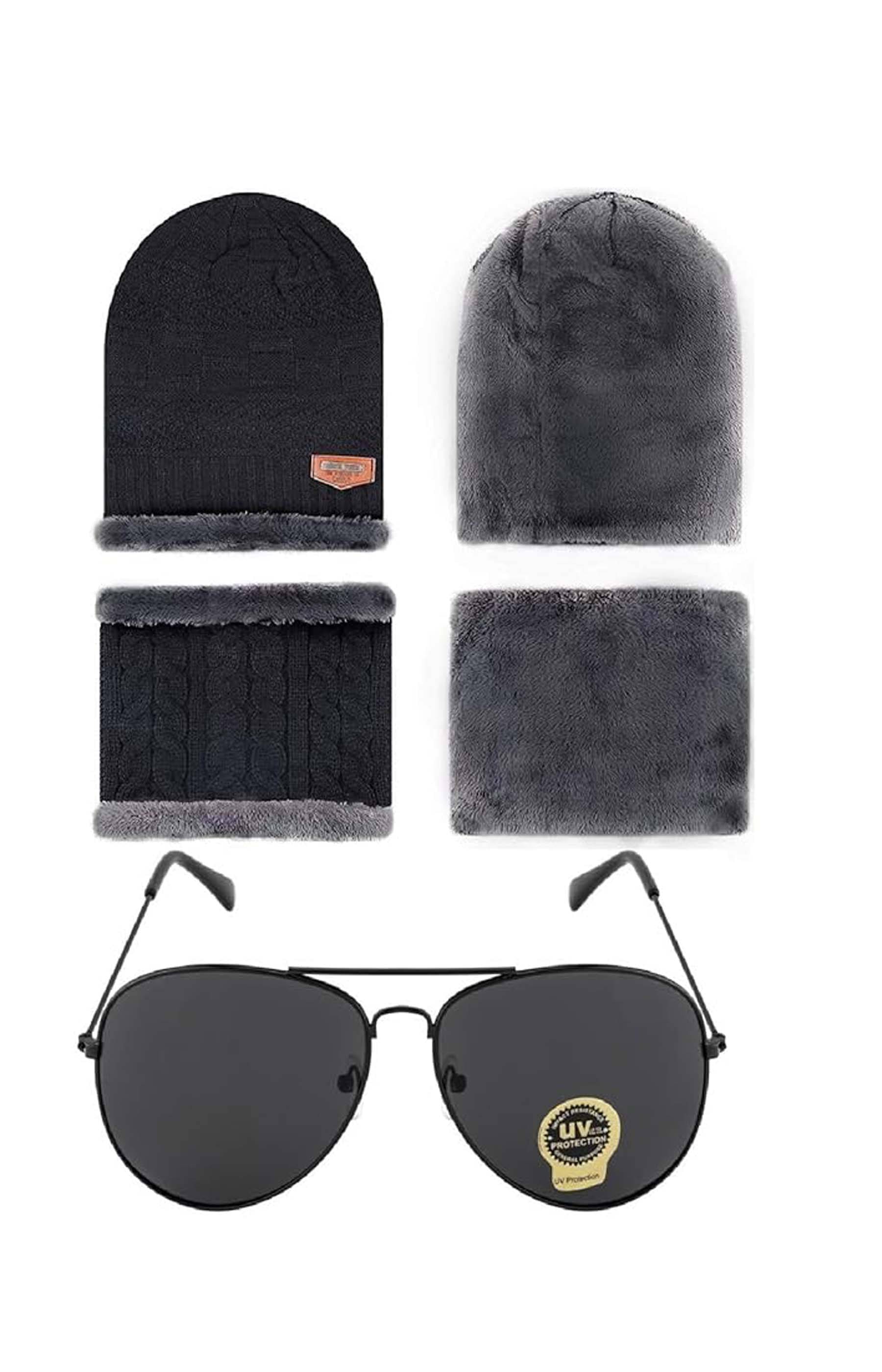     			RHYLOZ Pack of 2 Woollen Men's Headwrap ( Black )