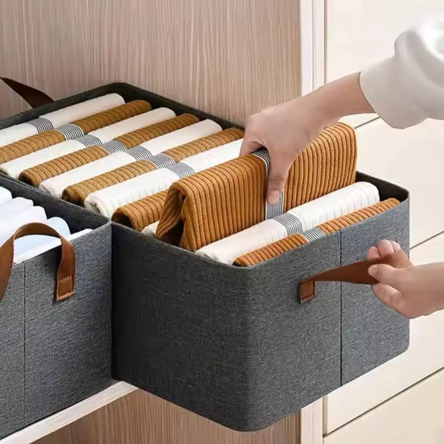     			ROUTINE Foldable Fabric Storage Box & Handle for Clothes