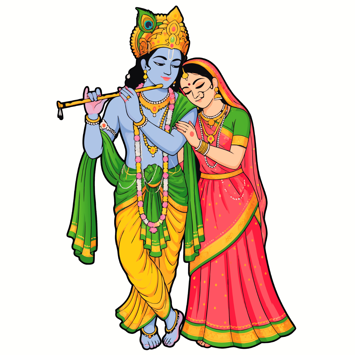     			Radha Krishna Devotional Sticker (1 Pc) | Sacred Vinyl Decal for Laptop, Doors, Temples & Home – Water Resistant Spiritual Decor