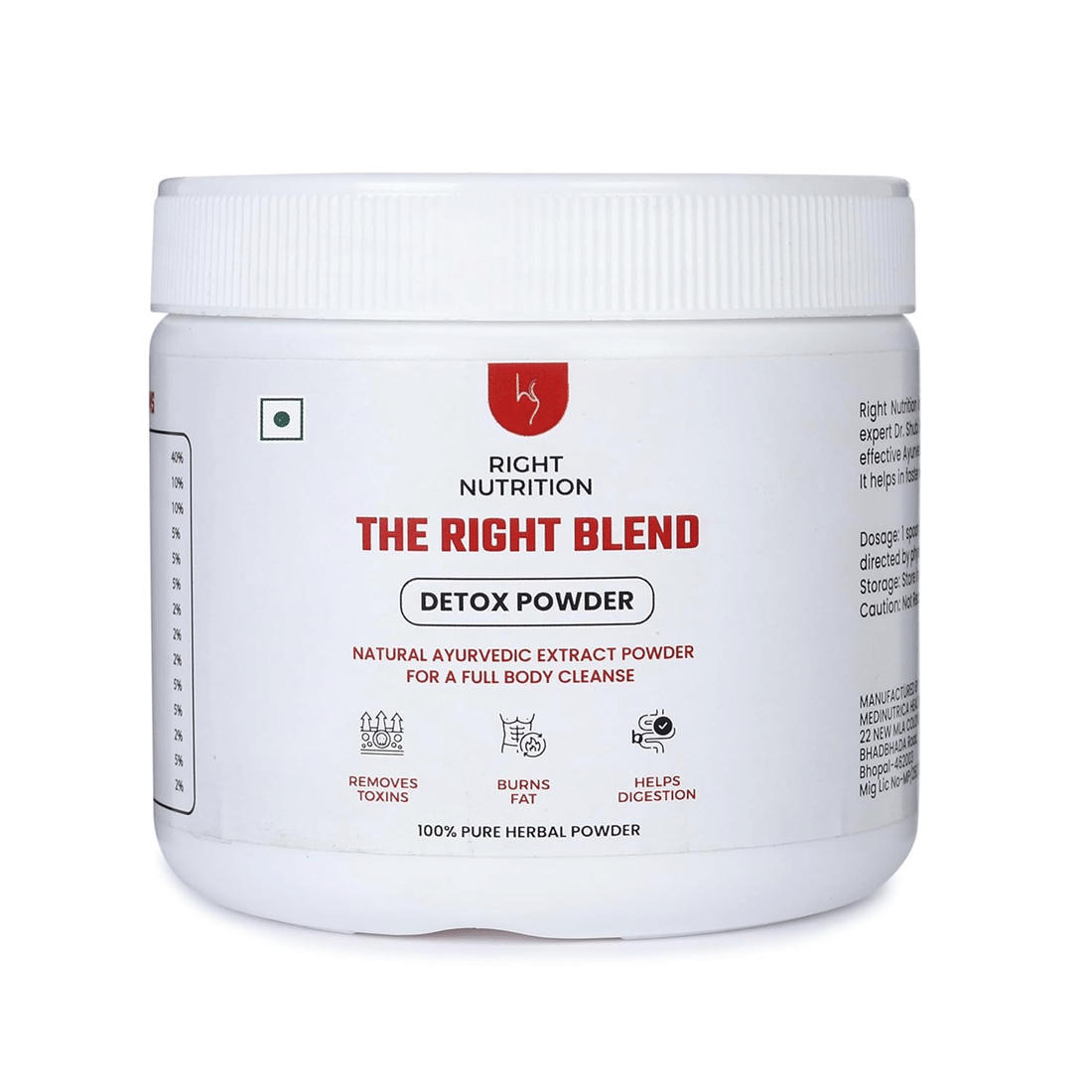 Right Nutrition The Right Blend Detox Powder | 100g | Ayurvedic Herbal Detox Supplement for Full Body Cleanse | Supports Digestion, Liver Detox, Metabolism & Gut Health | Natural Cleanse Right Nutrition The Right Blend Detox Powder | 100g | Ayurvedic Herbal Detox Supplement for Full Body Cleanse | Supports Digestion, Liver Detox, Metabolism & Gut Health | Natural Cleanse