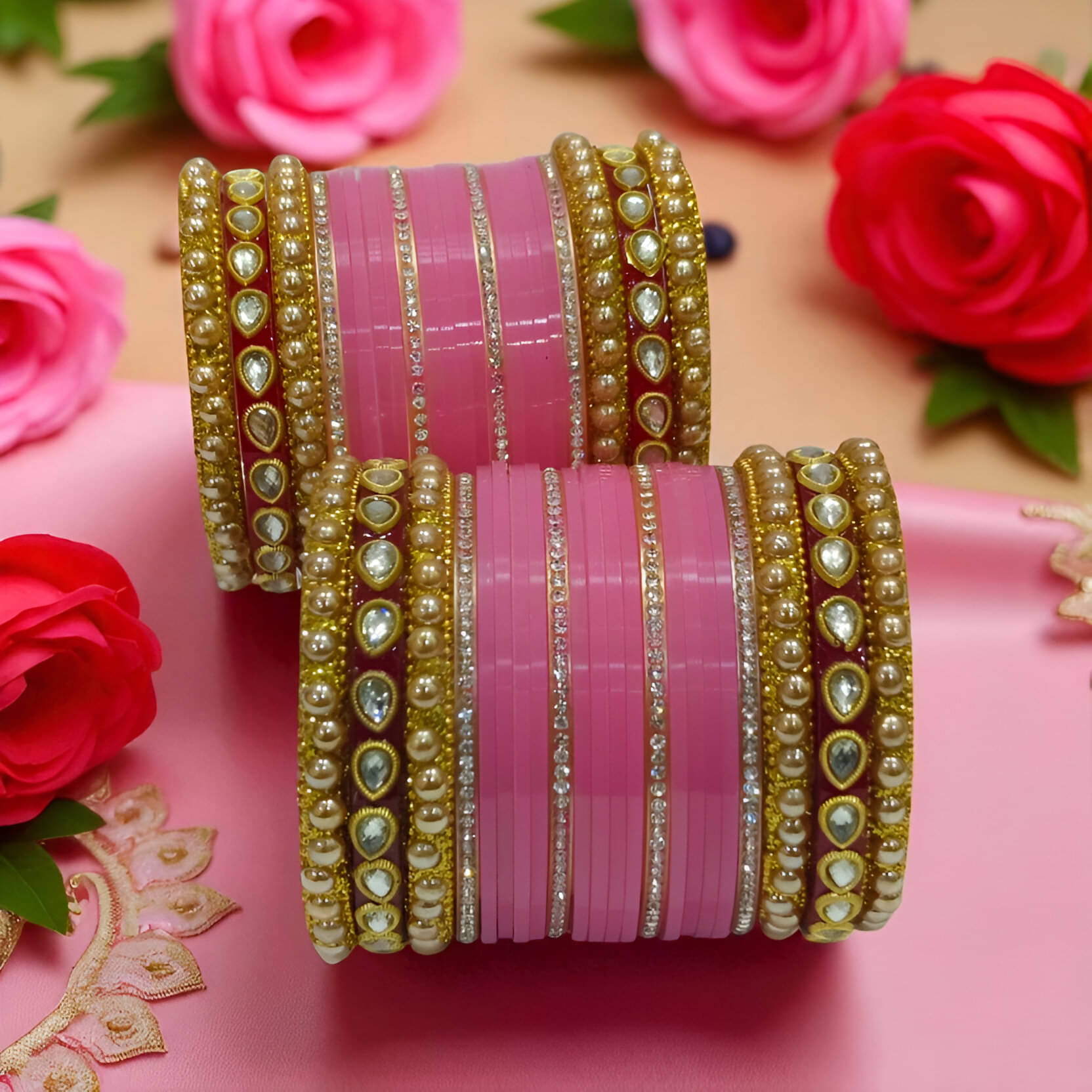 Shiv Supplier Pink Bangle Set ( Pack of 50 )     			Shiv Supplier Pink Bangle Set ( Pack of 50 )