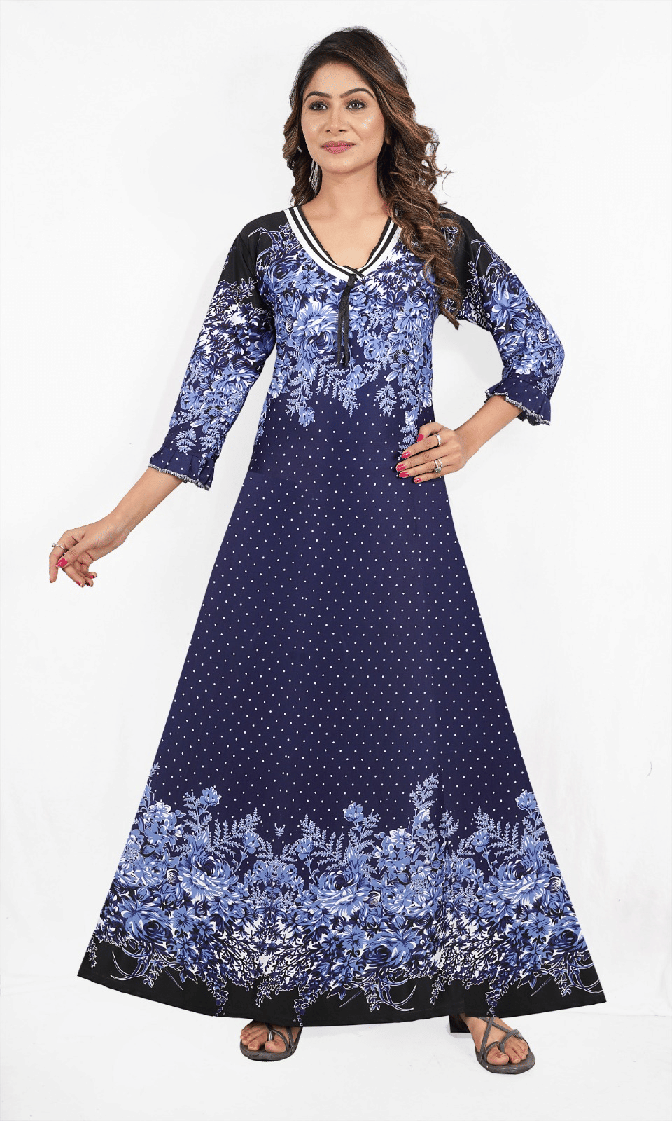     			Shivoraa Satin Printed Women Regular Nighty ( Blue )
