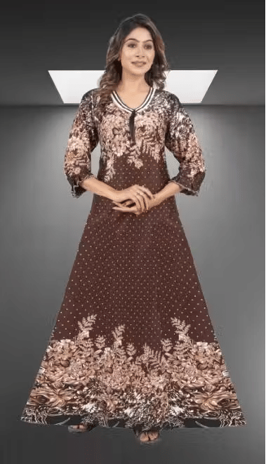     			Shivoraa Satin Printed Women Regular Nighty ( Brown )