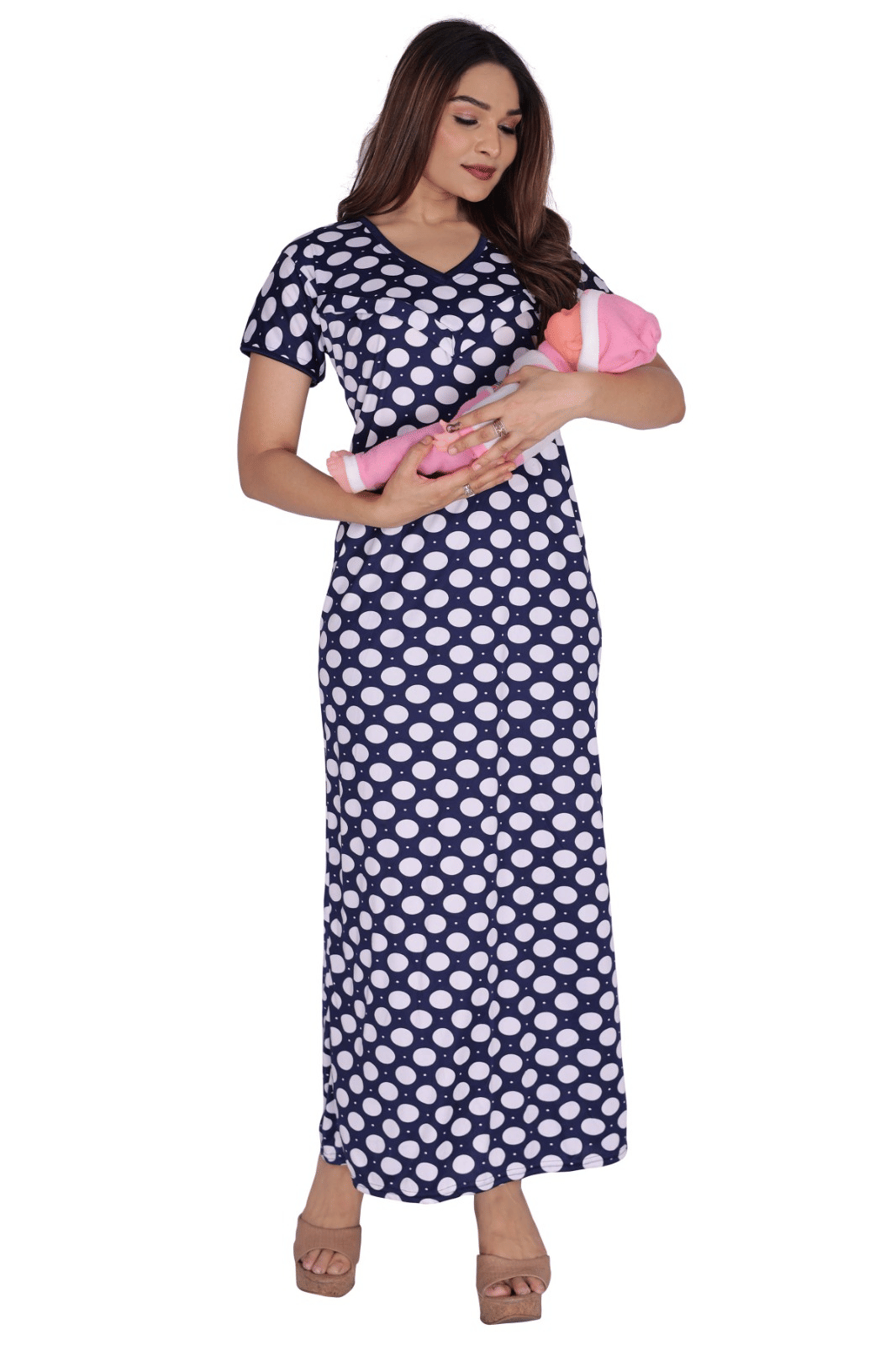     			Shivoraa Satin Printed Women Regular Nighty ( Blue )