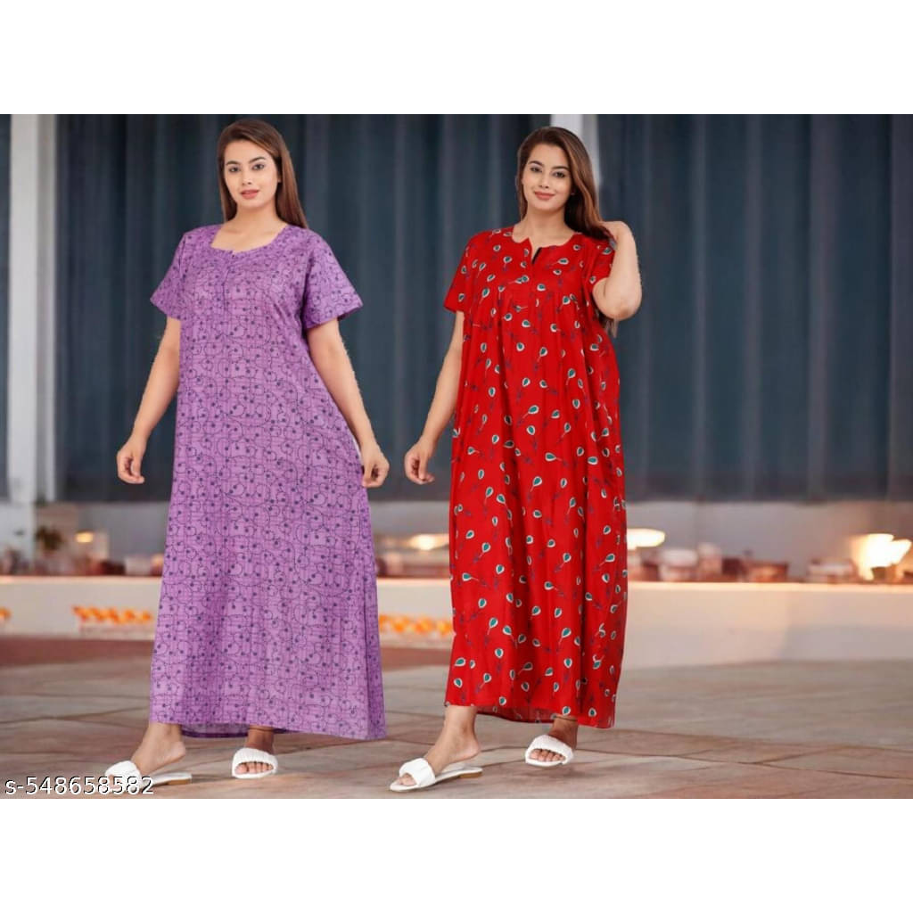 Shopping Star Cotton Printed Women Regular Nighty ( Multicolor 3 )     			Shopping Star Cotton Printed Women Regular Nighty ( Multicolor 3 )