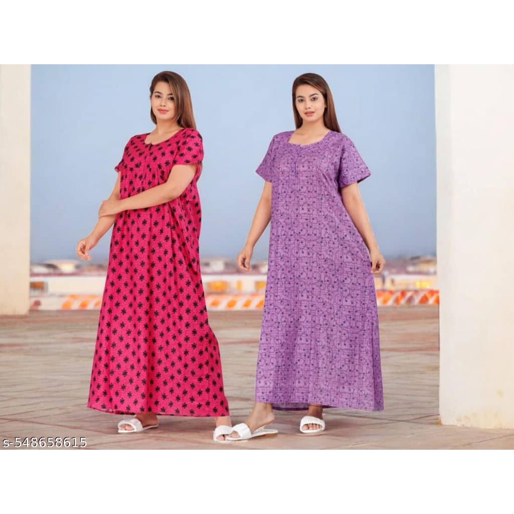 Shopping Star Cotton Printed Women Regular Nighty ( Multicolor 2 )     			Shopping Star Cotton Printed Women Regular Nighty ( Multicolor 2 )
