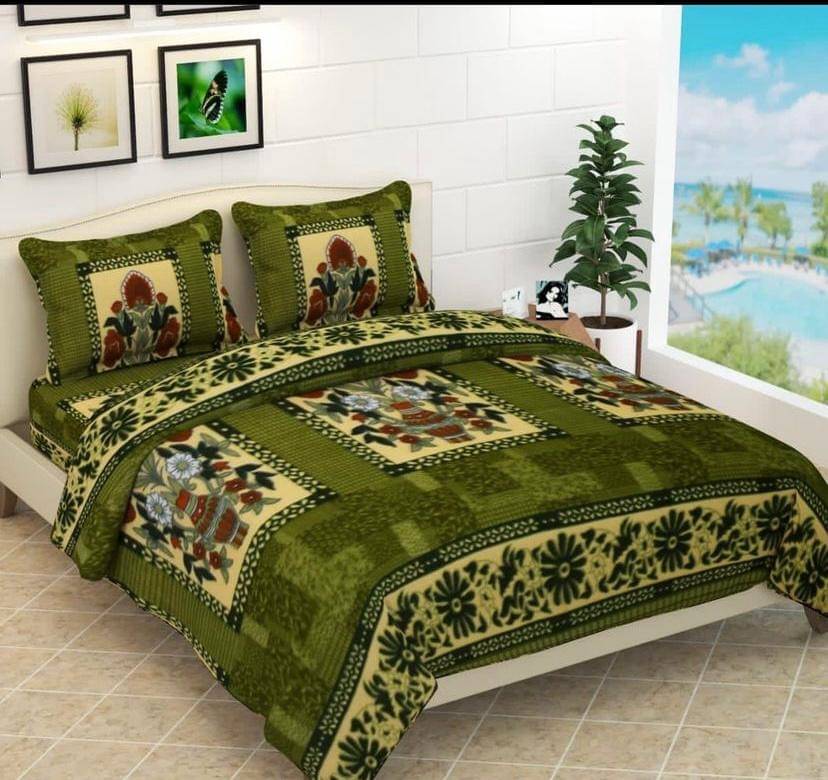 Sosha Home Decor Fleece 1 Double Bedsheet with 2 Pillow Covers ( Green )     			Sosha Home Decor Fleece 1 Double Bedsheet with 2 Pillow Covers ( Green )