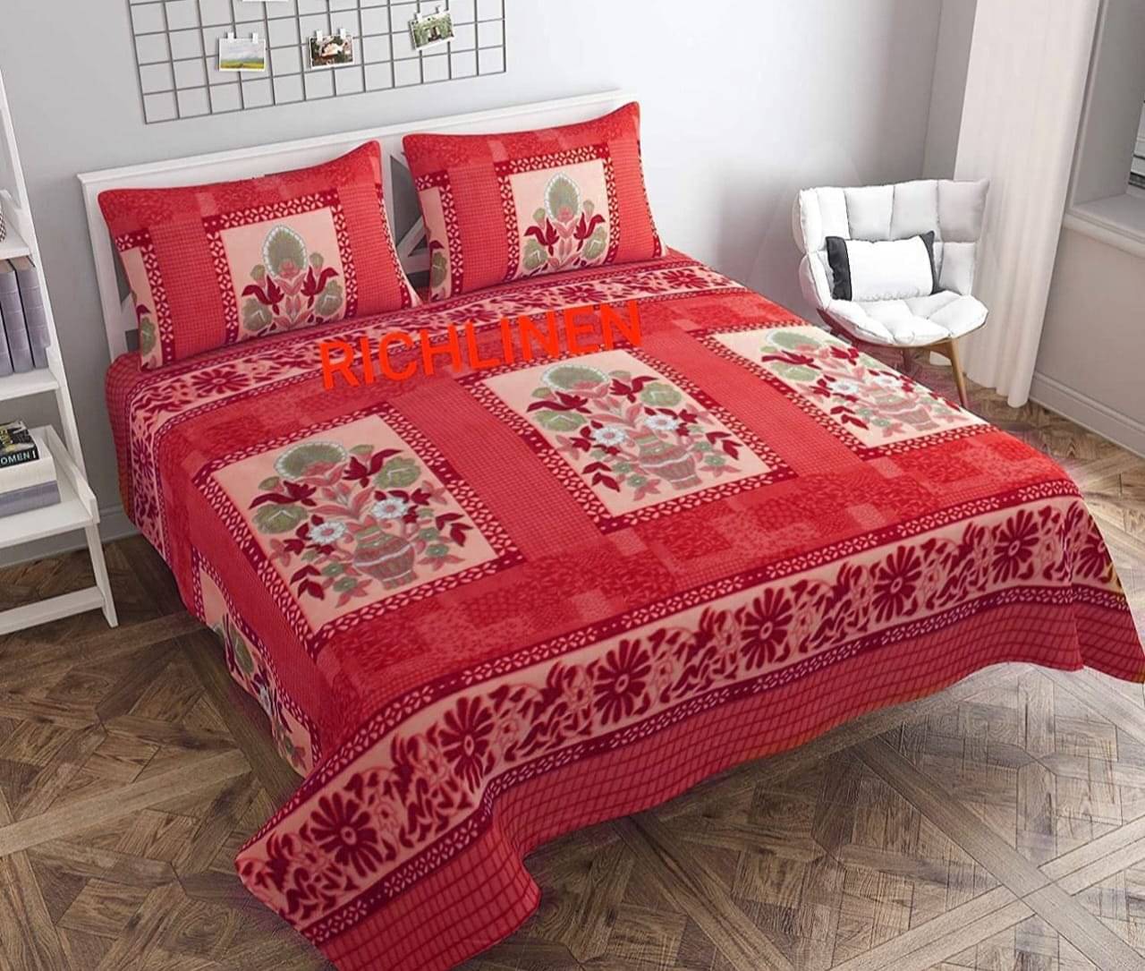     			Sosha Home Decor Fleece 1 Double Bedsheet with 2 Pillow Covers ( Red )