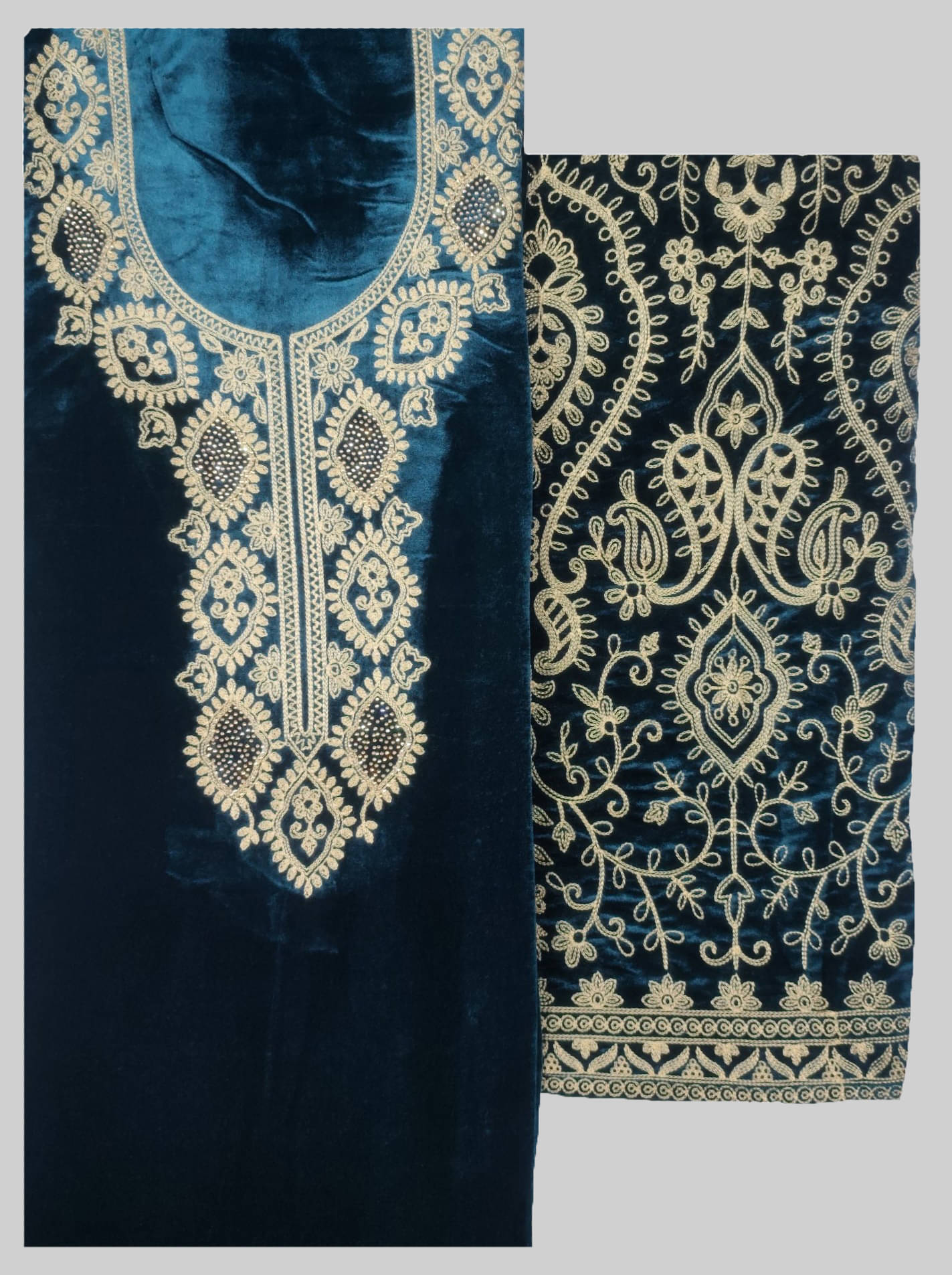 Soul Essence Women Velvet Unstitched Dress Material ( Blue )     			Soul Essence Women Velvet Unstitched Dress Material ( Blue )